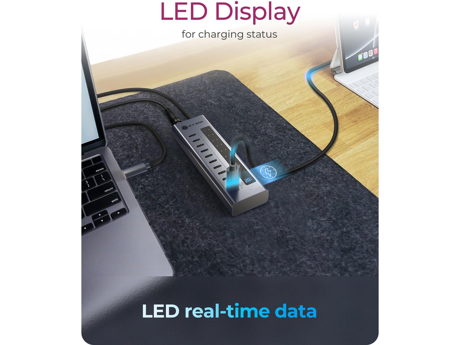 ICY BOX 10 porte USB Type-C® Gen 2 Hub Dockingstation og USB-hub