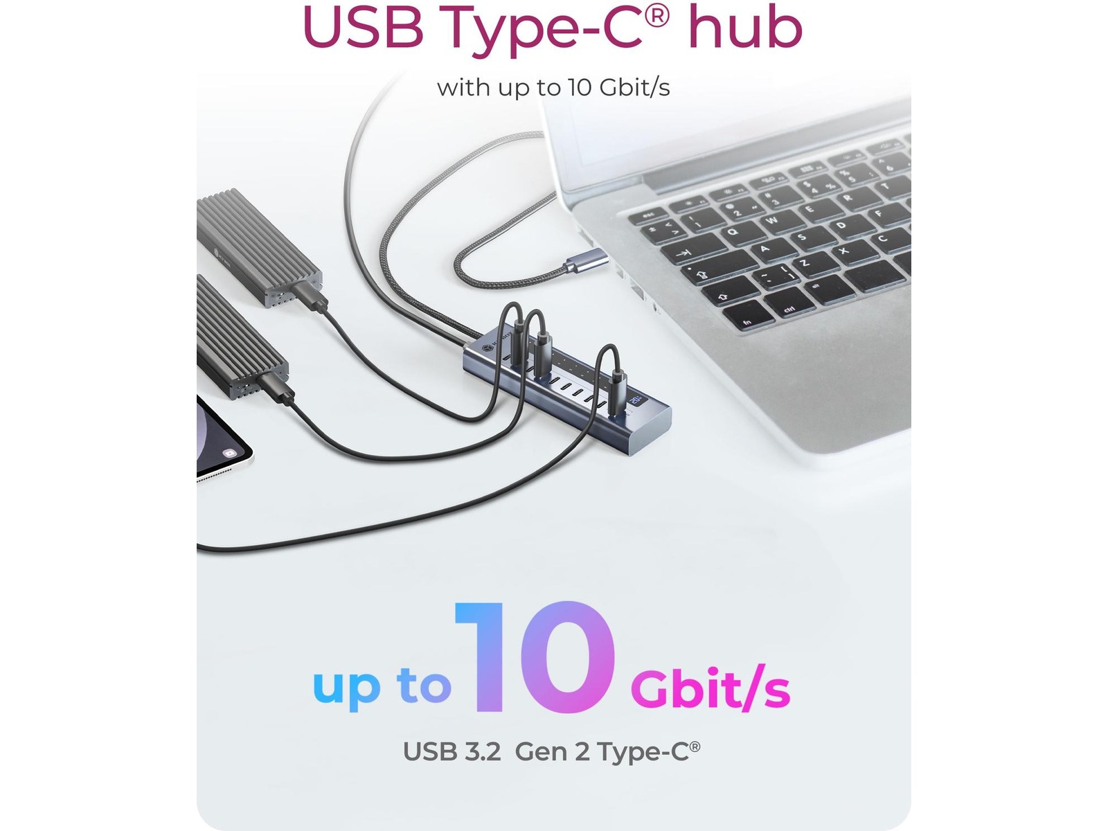 ICY BOX 10 porte USB Type-C® Gen 2 Hub Dockingstation og USB-hub
