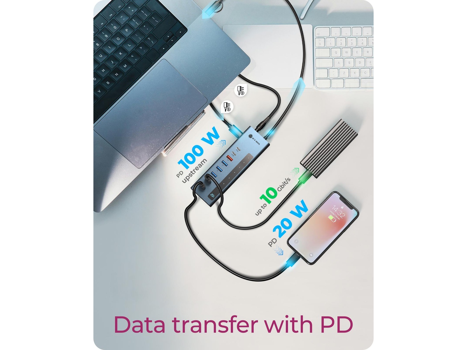 ICY BOX 9-i-1 HUB Dockingstation og USB-hub