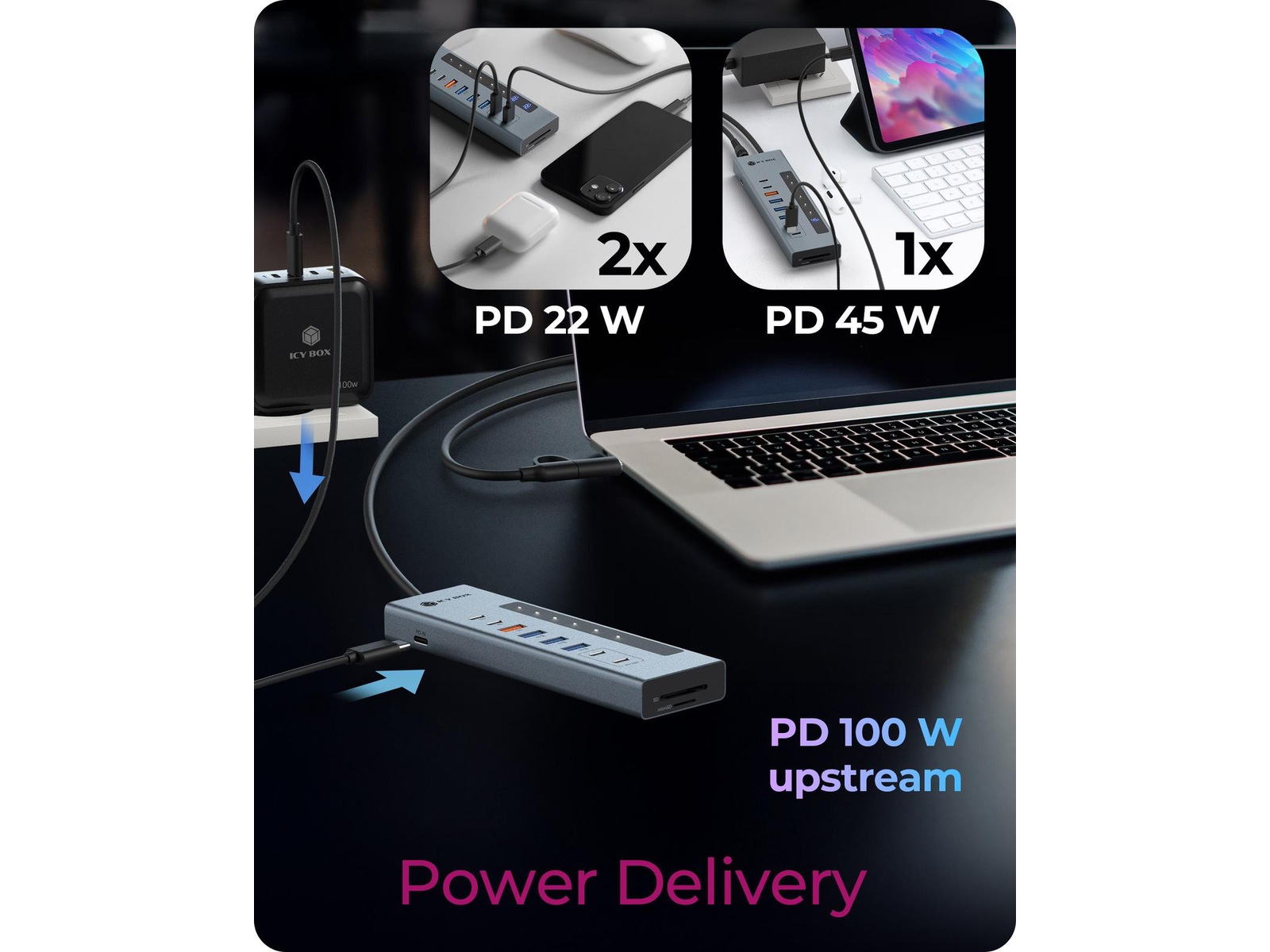 ICY BOX 11-i-1 USB Type-C HUB Dockingstation og USB-hub