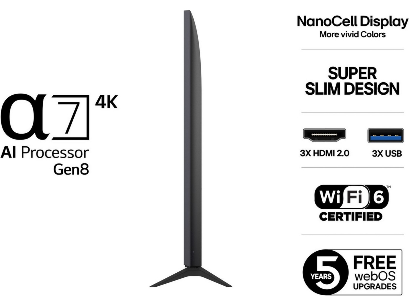 LG 75" NANO80 AI 4K NanoCell Smart TV (2025) + Soundbar 70 - 79 tommer TV