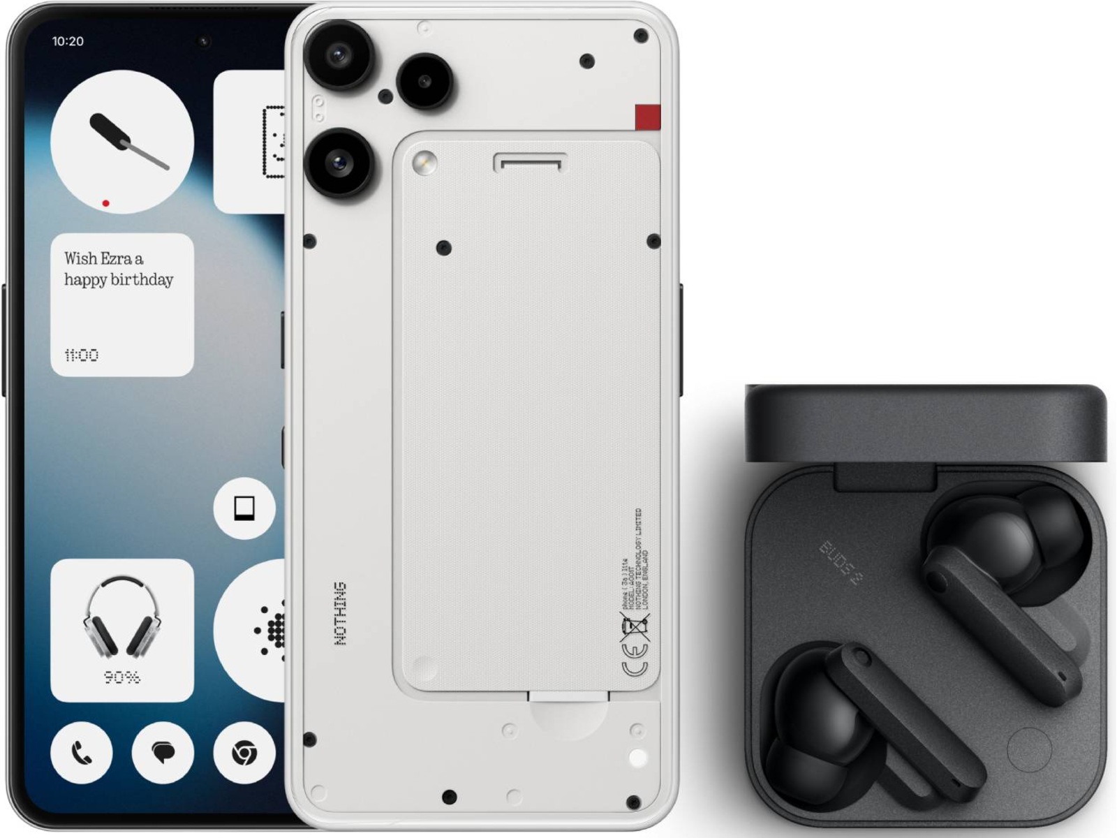 Nothing Phone (3a) Lite 128GB (hvid) + Buds Mobiltelefoner