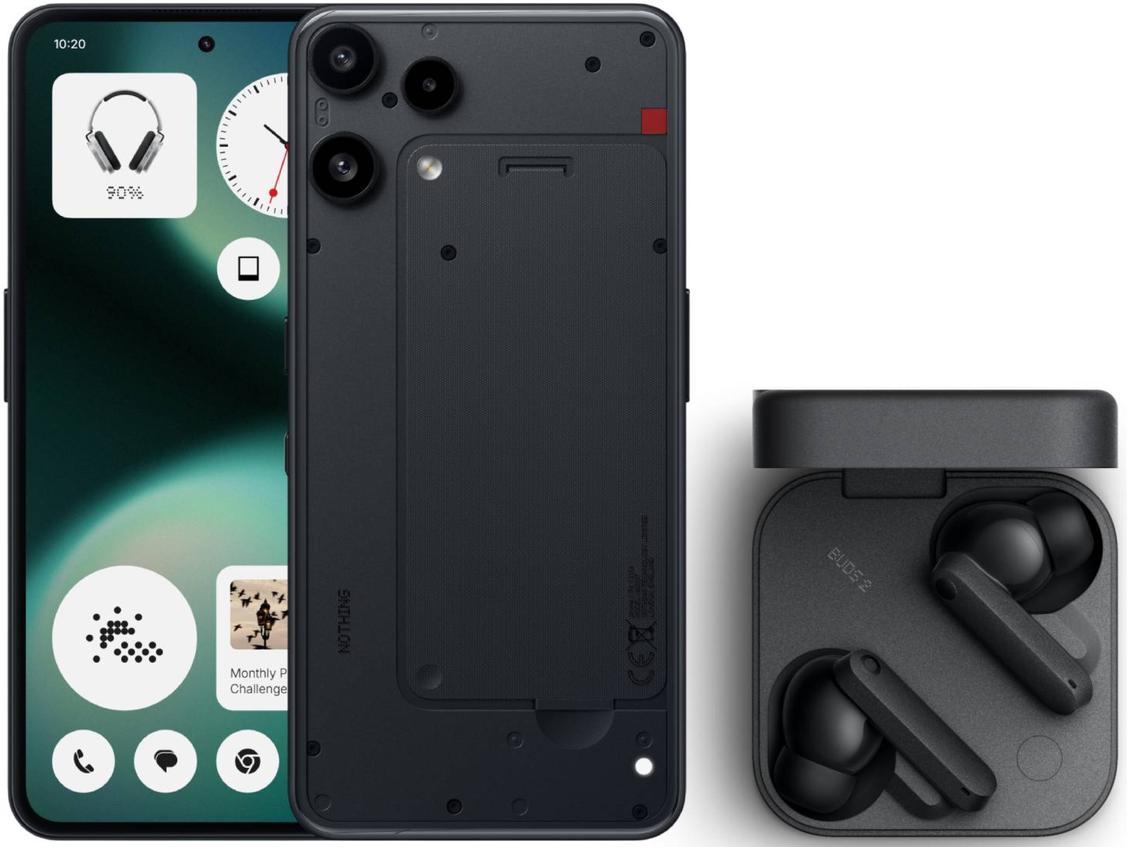 Nothing Phone (3a) Lite 128GB (sort) + Buds Mobiltelefoner