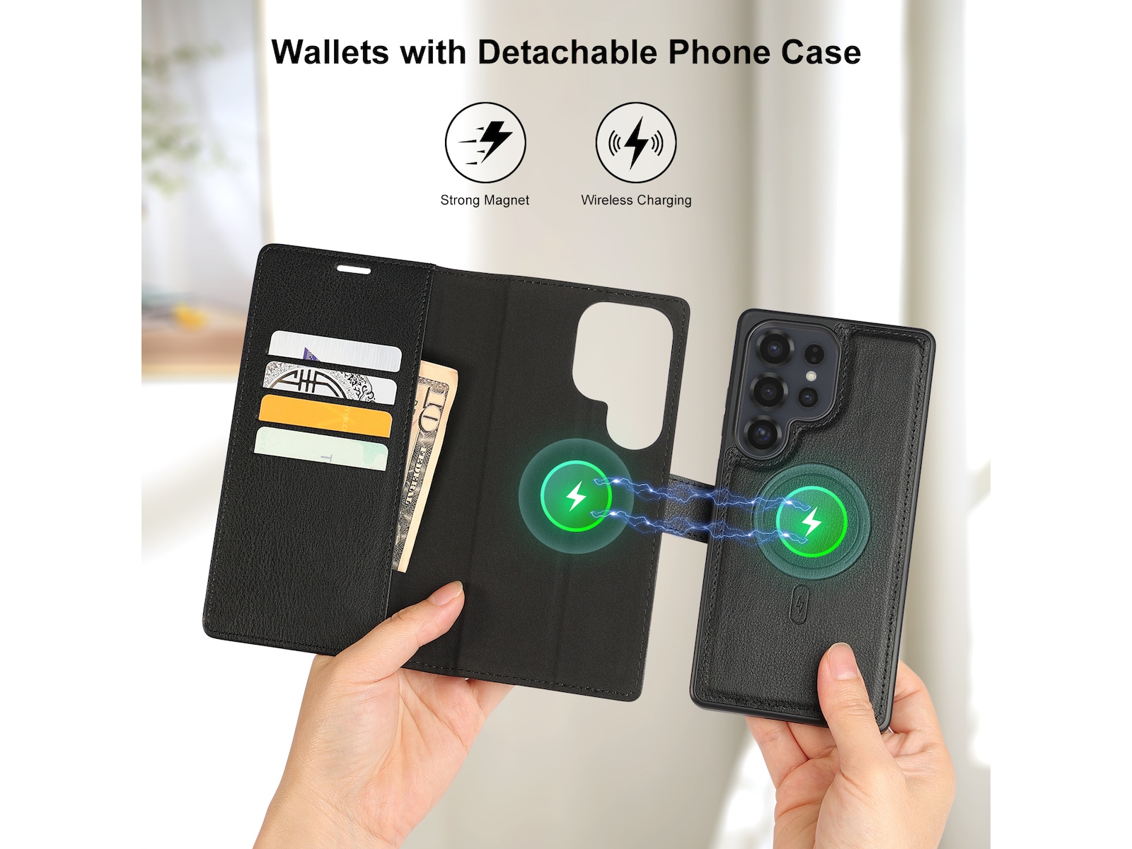 iiglo Galaxy S25 Ultra 2-i-1 Wallet cover (sort) Mobilcover