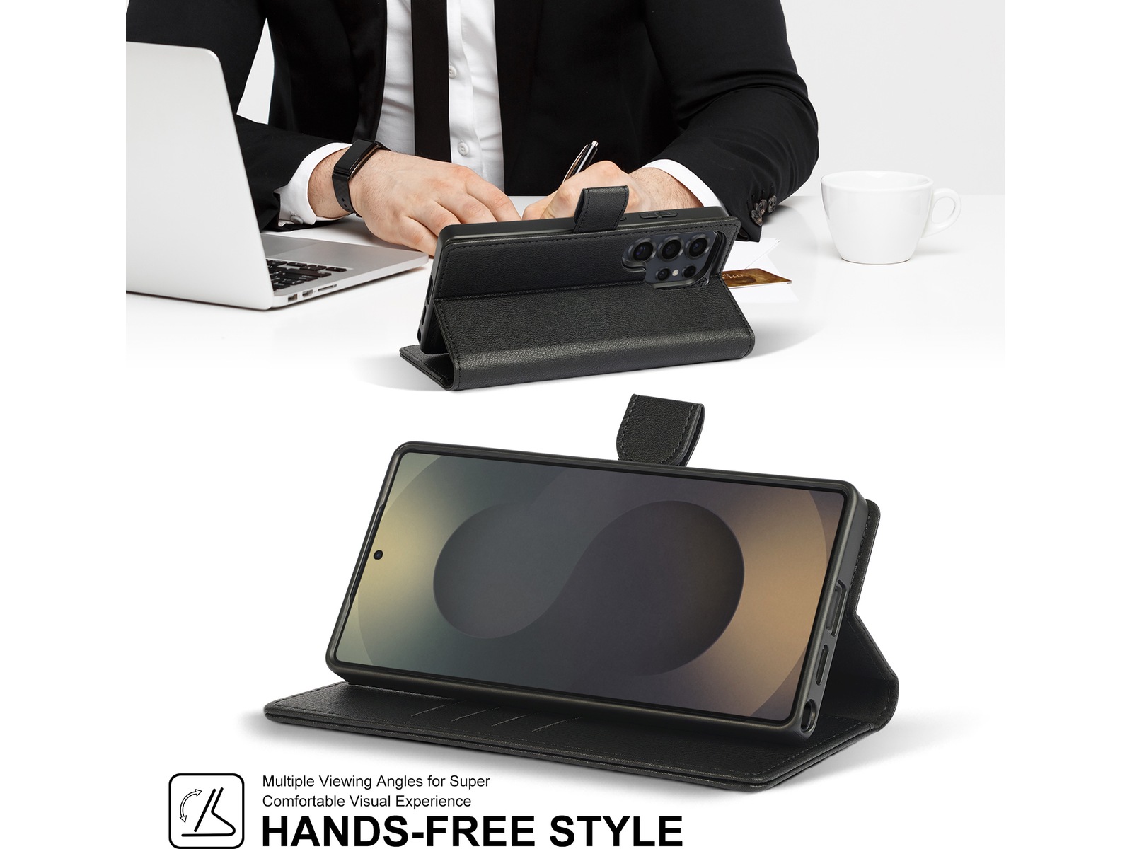 iiglo Galaxy S25 Ultra 2-i-1 Wallet cover (sort) Mobilcover