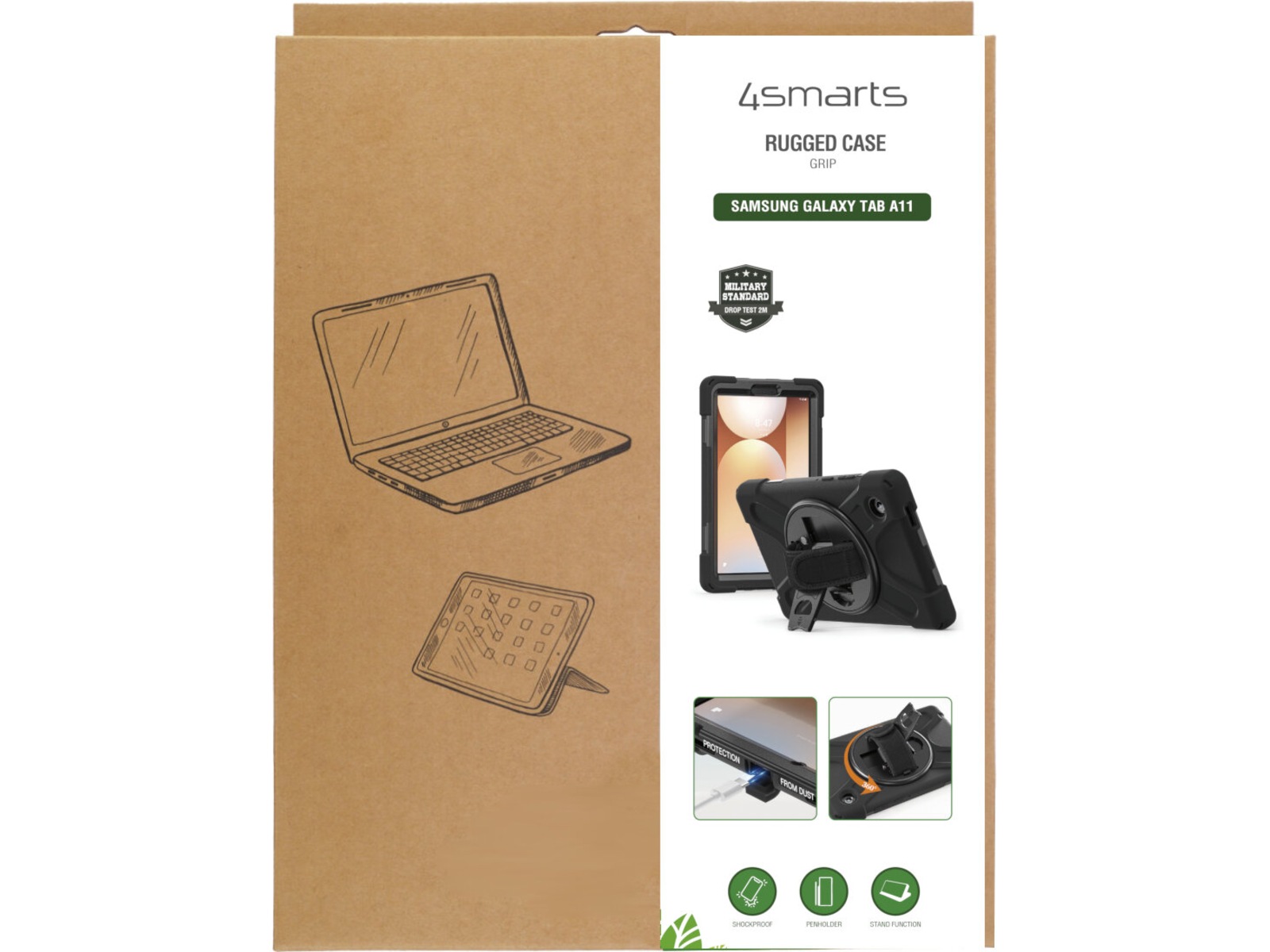 4smarts Rugged Case Grip til Samsung Galaxy Tab A11 Cover til tablet