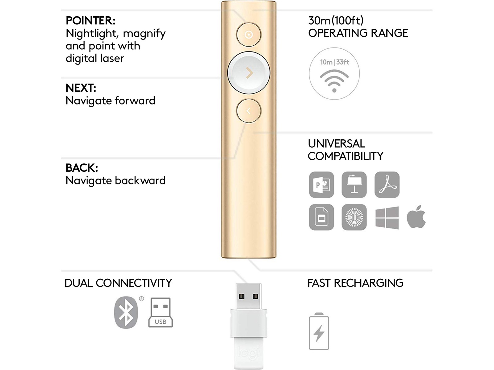 Logitech Spotlight Presentation Gold Presenter