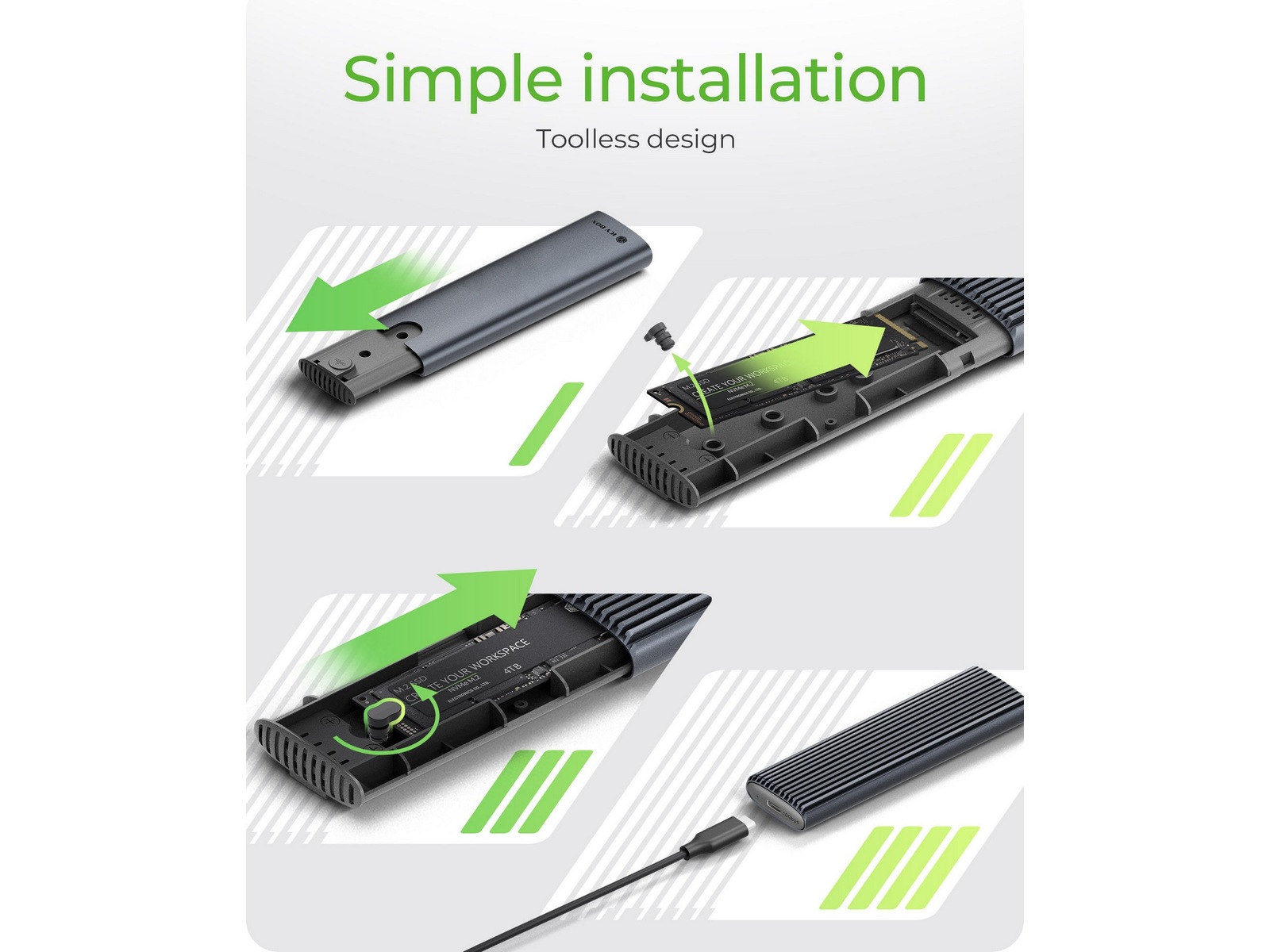 Icy Box M.2 NVMe & SATA M.2 SSD kabinet Eksterne Kabinetter