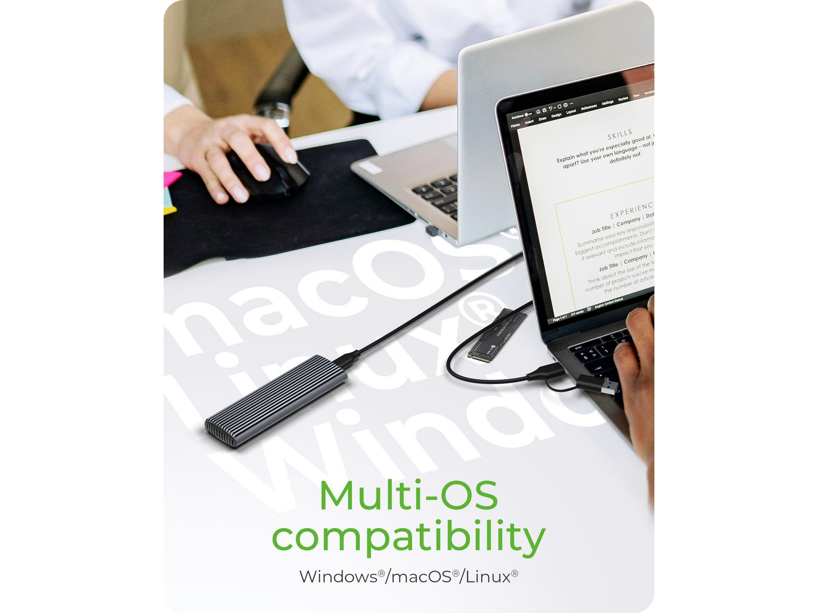 Icy Box M.2 NVMe & SATA M.2 SSD kabinet Eksterne Kabinetter