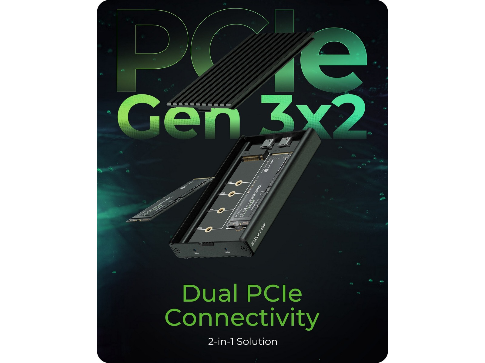 Icy Box 2 bay M.2 PCIe NVMe-kabinet Eksterne Kabinetter