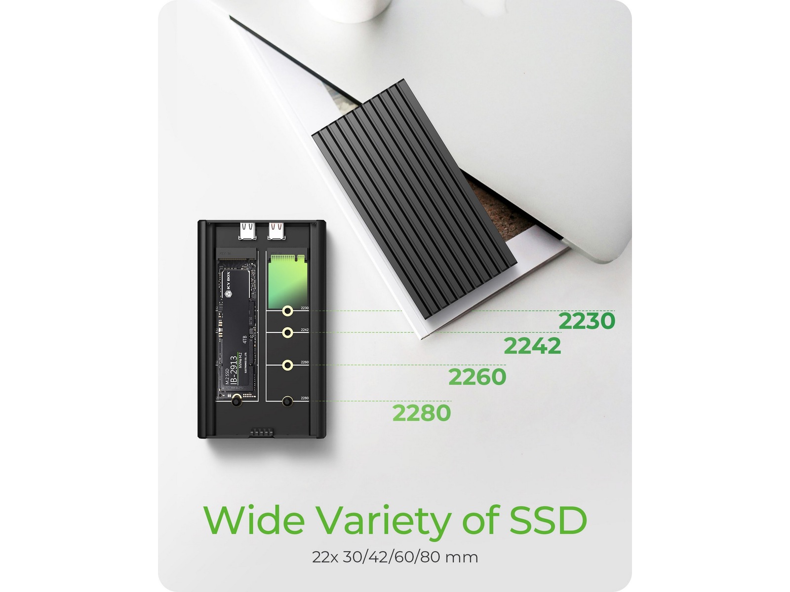 Icy Box 2 bay M.2 PCIe NVMe-kabinet Eksterne Kabinetter