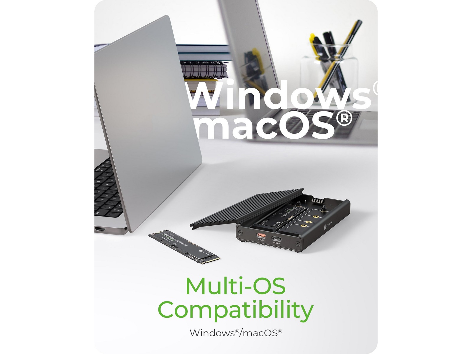 Icy Box 2 bay M.2 PCIe NVMe-kabinet Eksterne Kabinetter