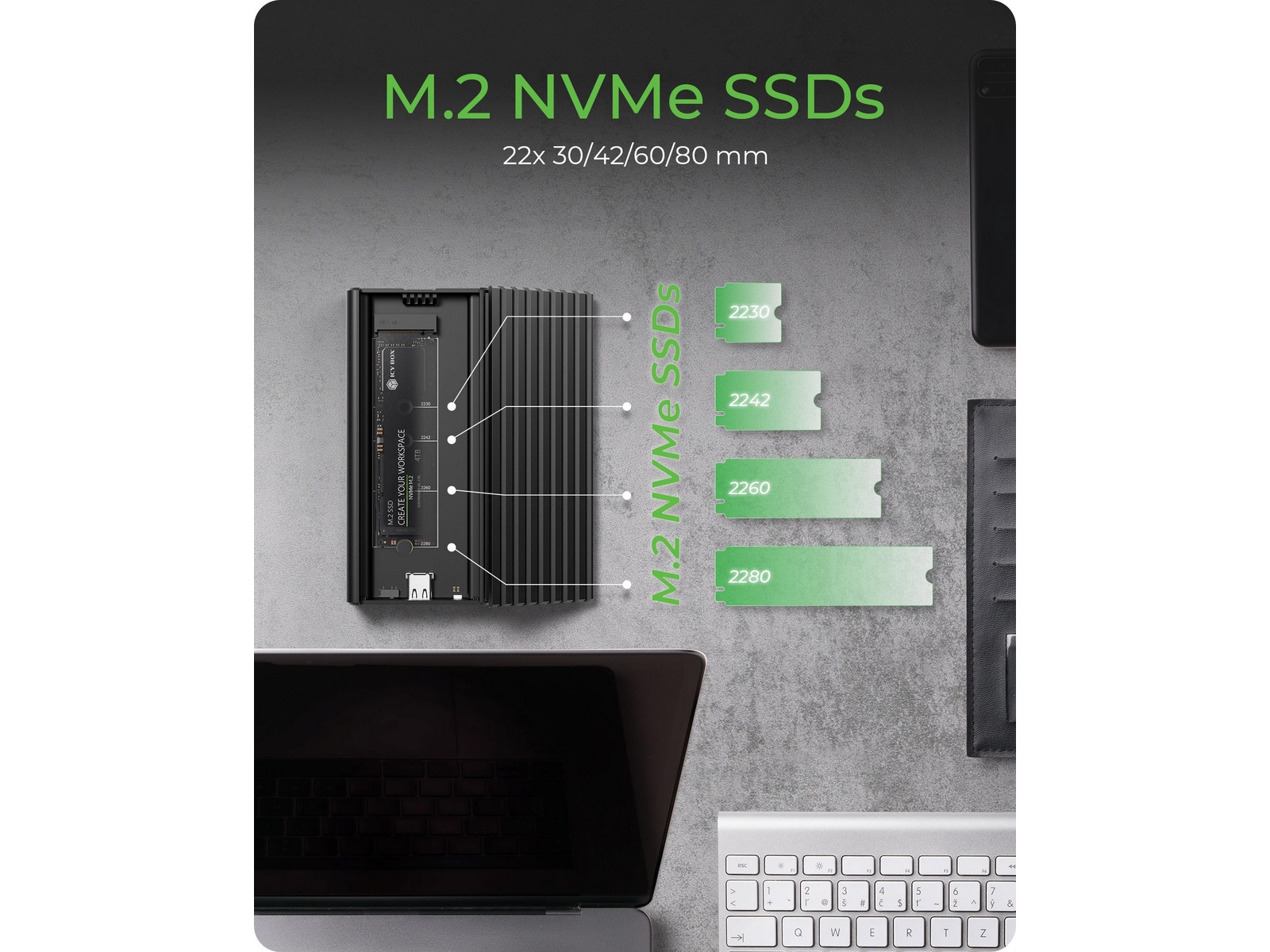 Icy Box M.2 NVMe SSD Kabinet Eksterne Kabinetter