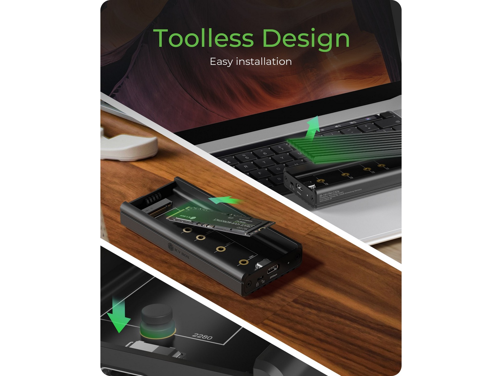 Icy Box M.2 NVMe SSD Kabinet Eksterne Kabinetter