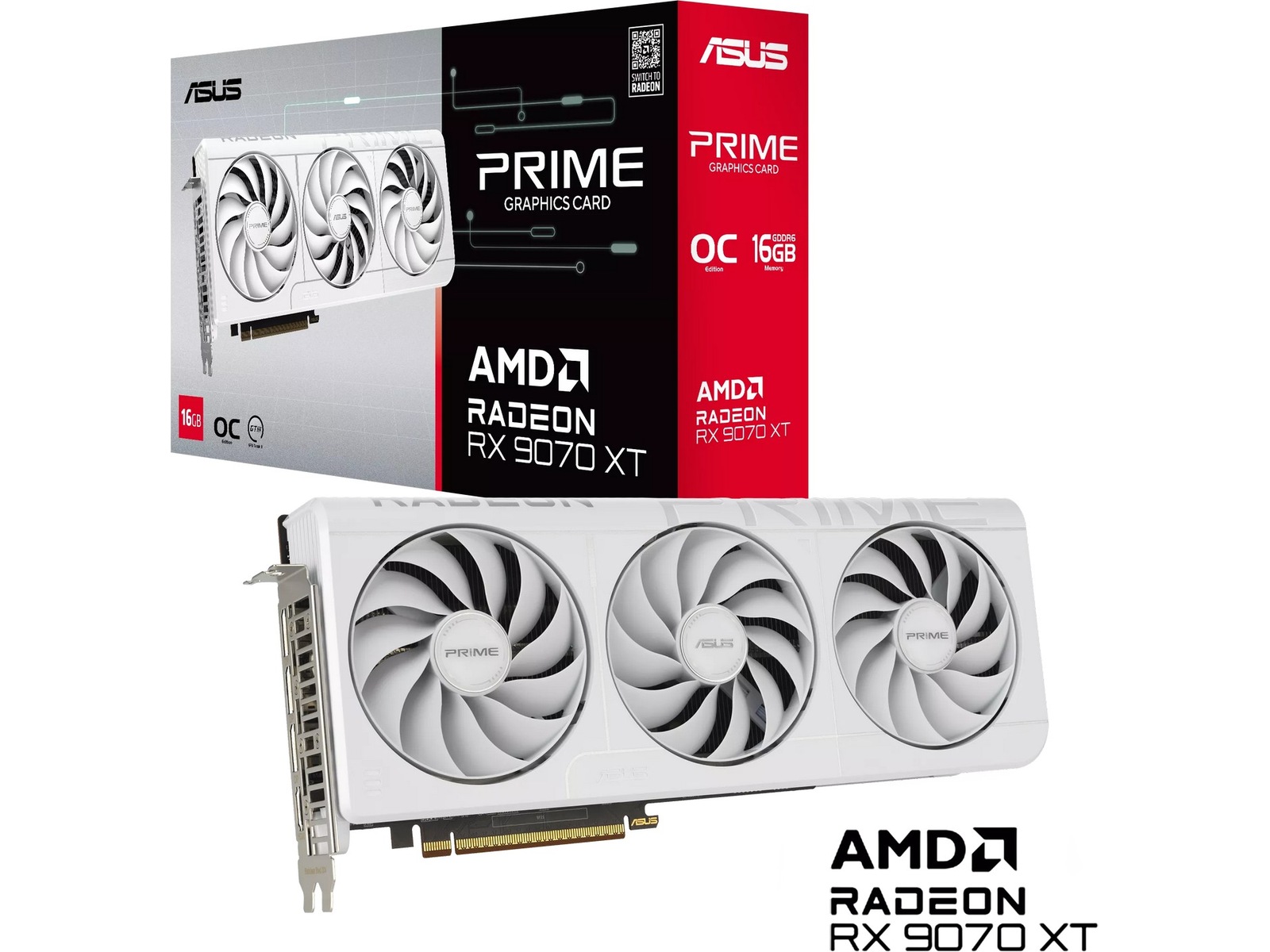 Asus Prime Radeon RX 9070 XT OC (hvid) Grafikkort
