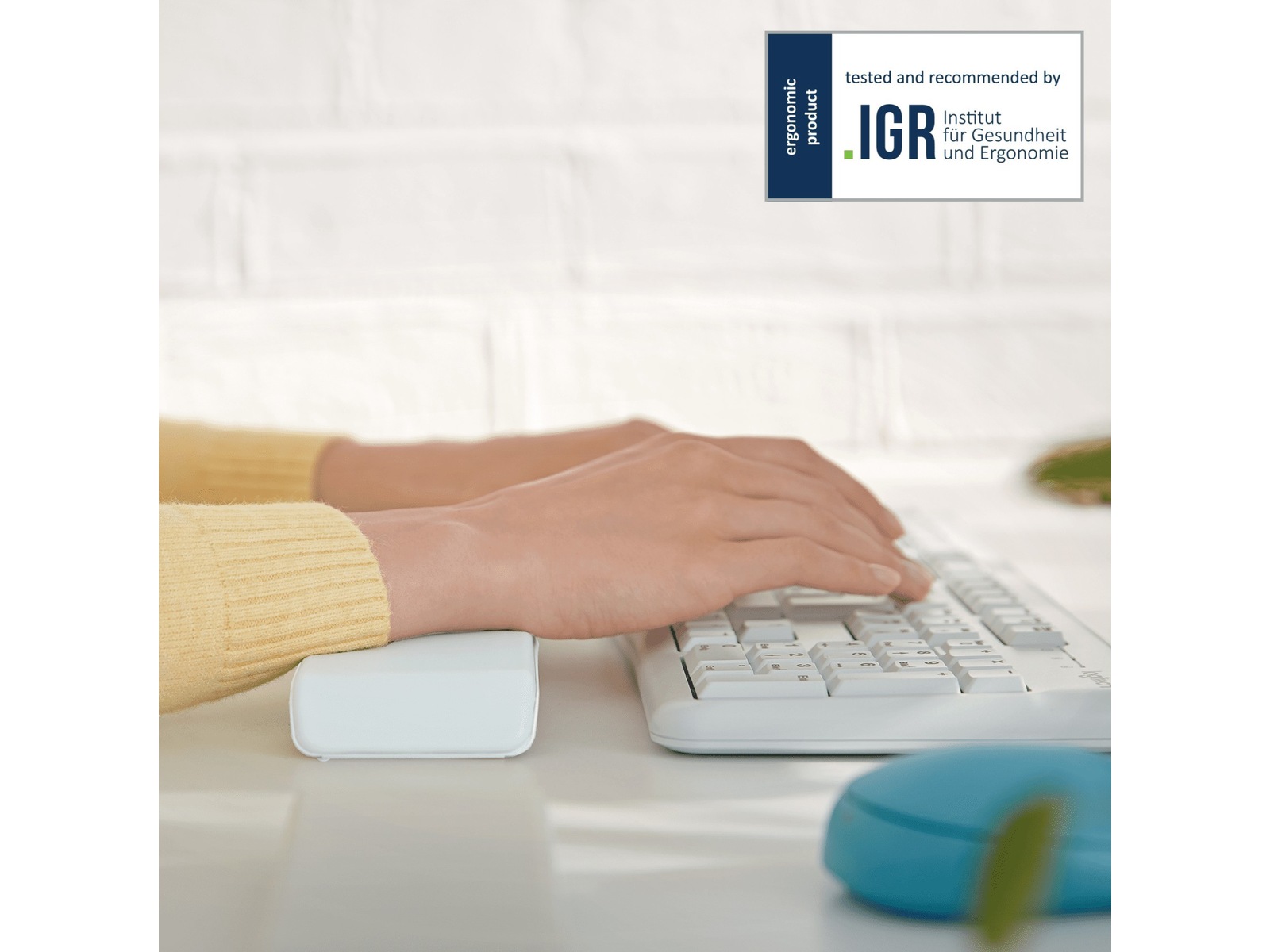 Leitz Ergo Cozy håndledsstøtte til tastatur (lysegrå) Håndleddstøtte