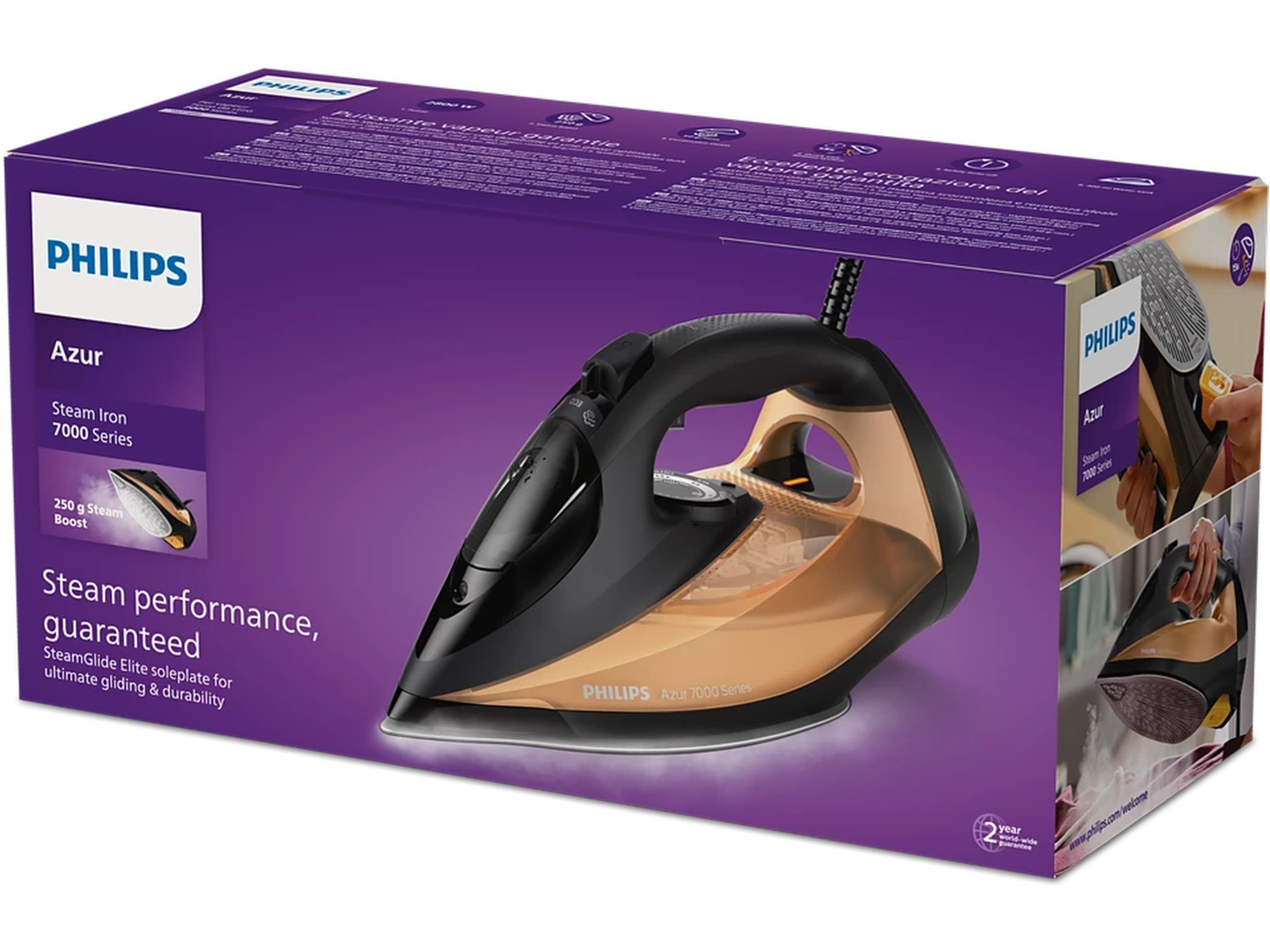 Philips 7000 Series DST7040/81 Dampstrygejern (sort/guld) Strygejern