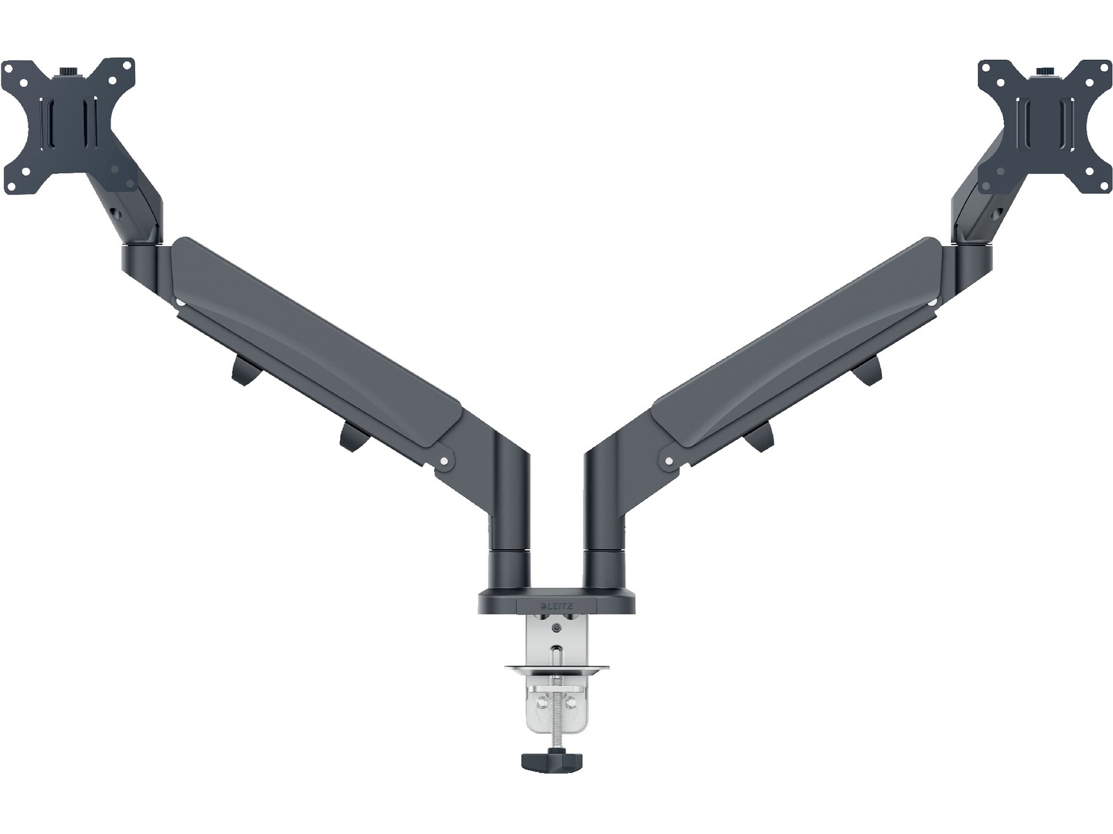 Leitz Ergo Monitor Arm Dual, pladsbesparende 17"-32" flad / buet skærm Væg ophæng