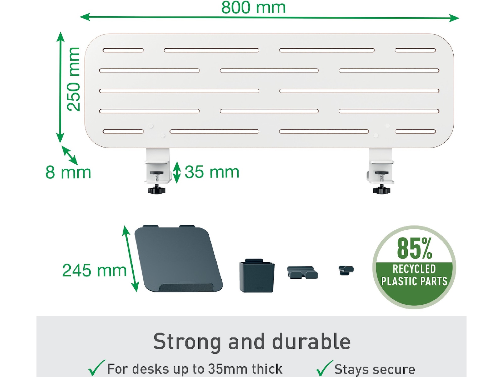Leitz Ergo Pegboard Organiseringstavle med laptop holder, 80x25 cm Opbevaring & organisering
