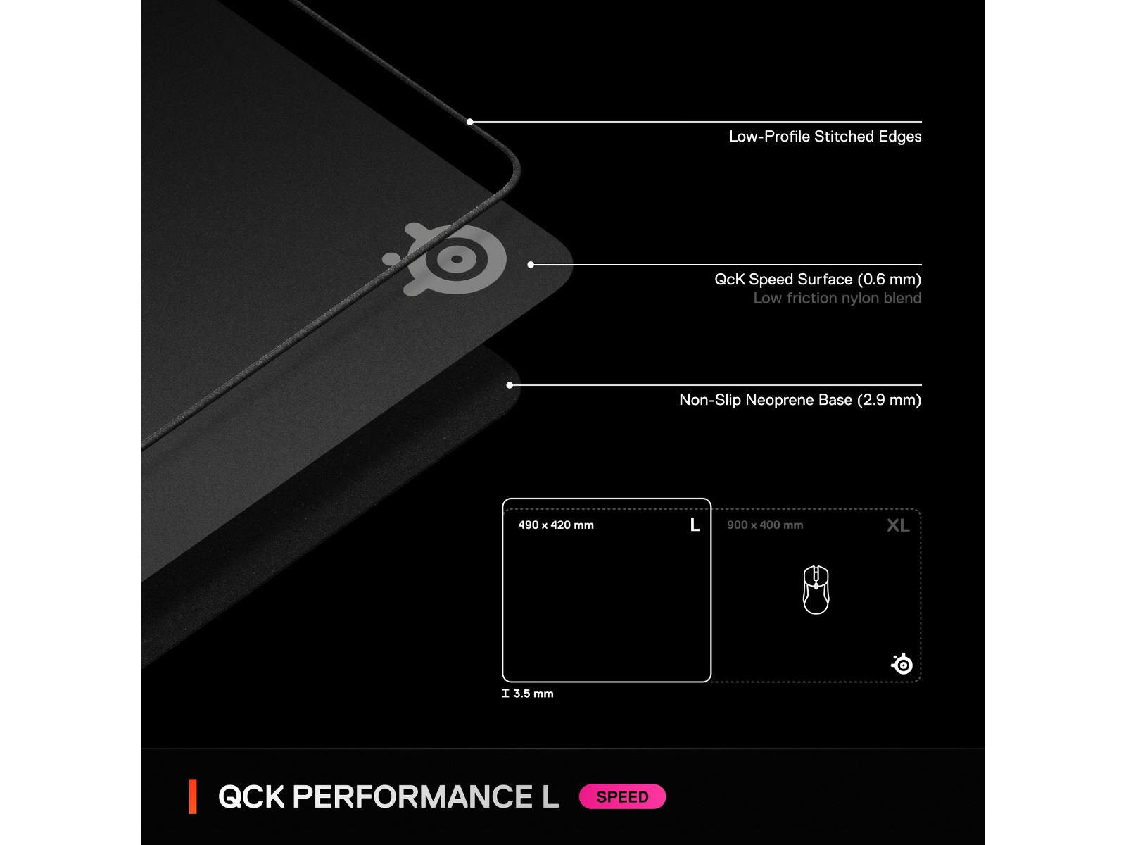 SteelSeries QcK Performance L Speed gamingmusemåtte Gamingmusemåtte
