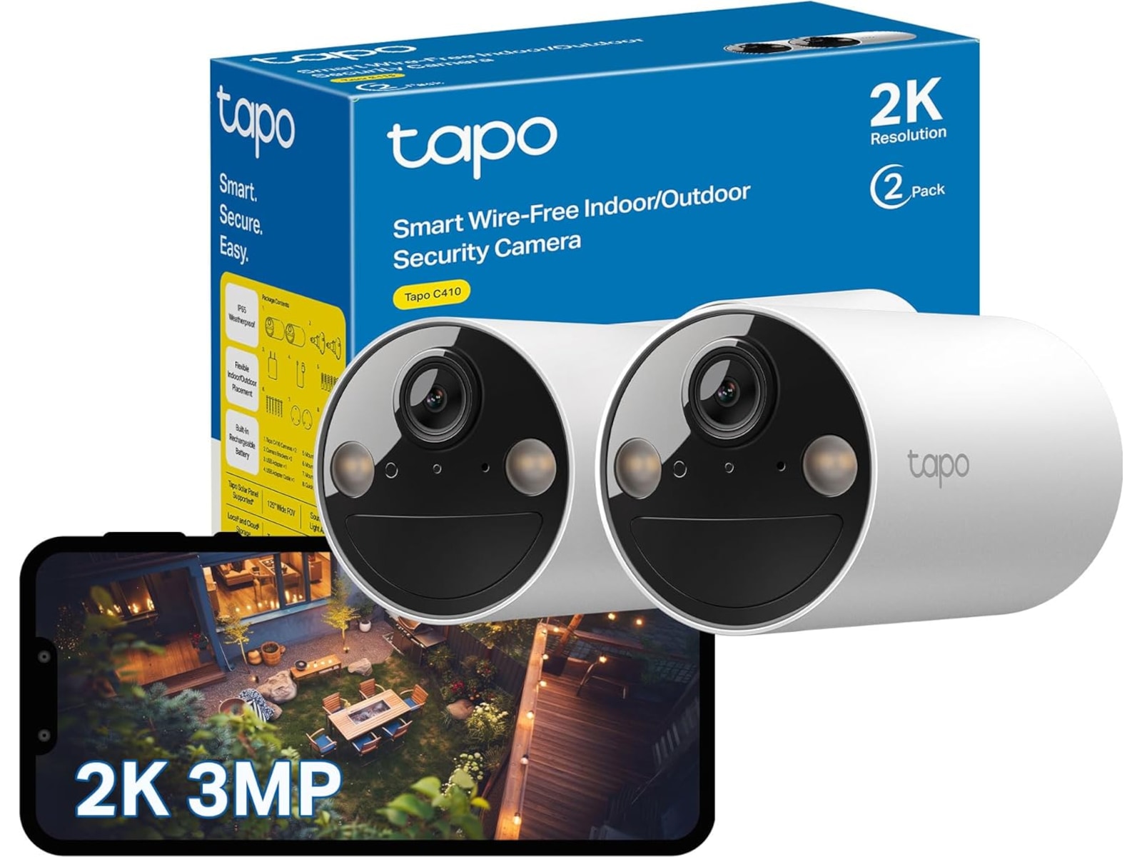 TP-Link Tapo C410 udendørs overvågningskamera 2-pak Overvågningskameraer