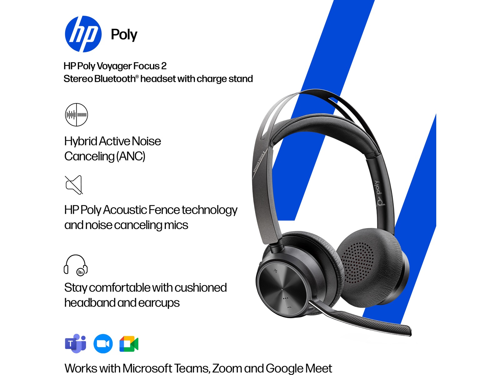 HP Poly Voyager Focus 2 MS USB-C trådløst headset Trådløst headset