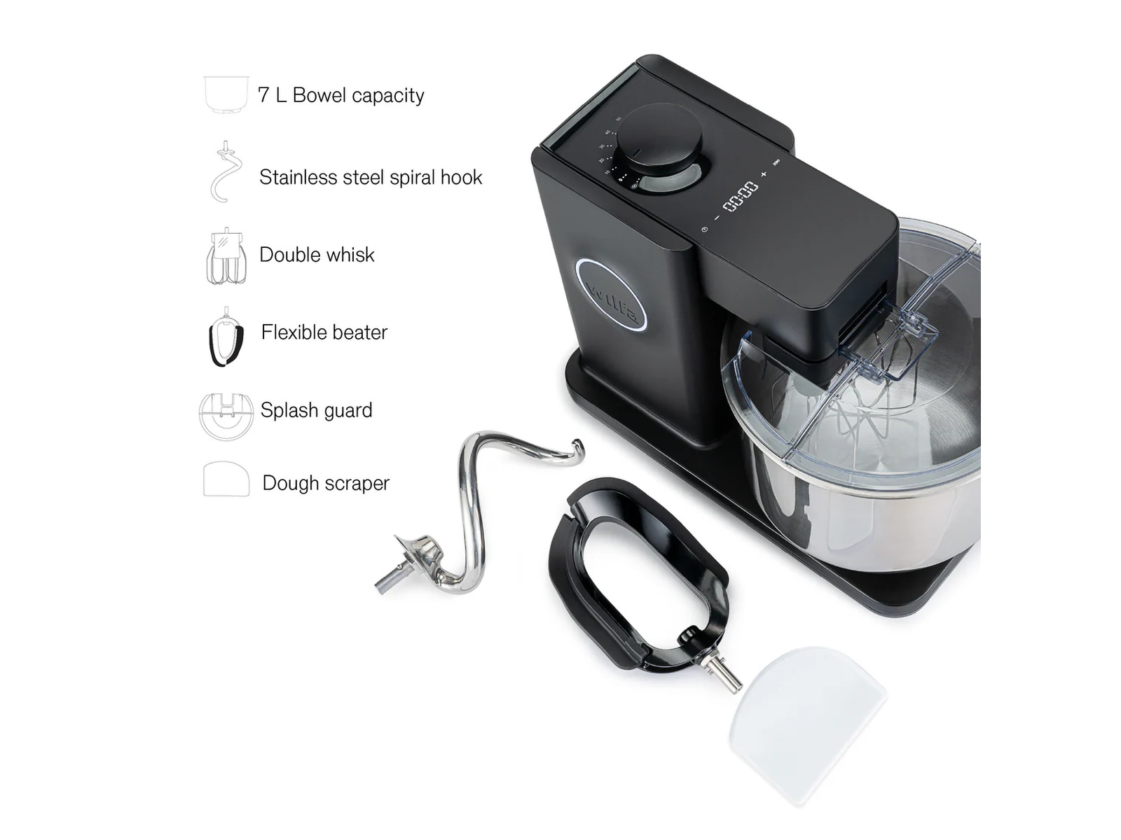 KM2BS-T70 Probaker timer sort med SS-krog Køkkenmaskiner