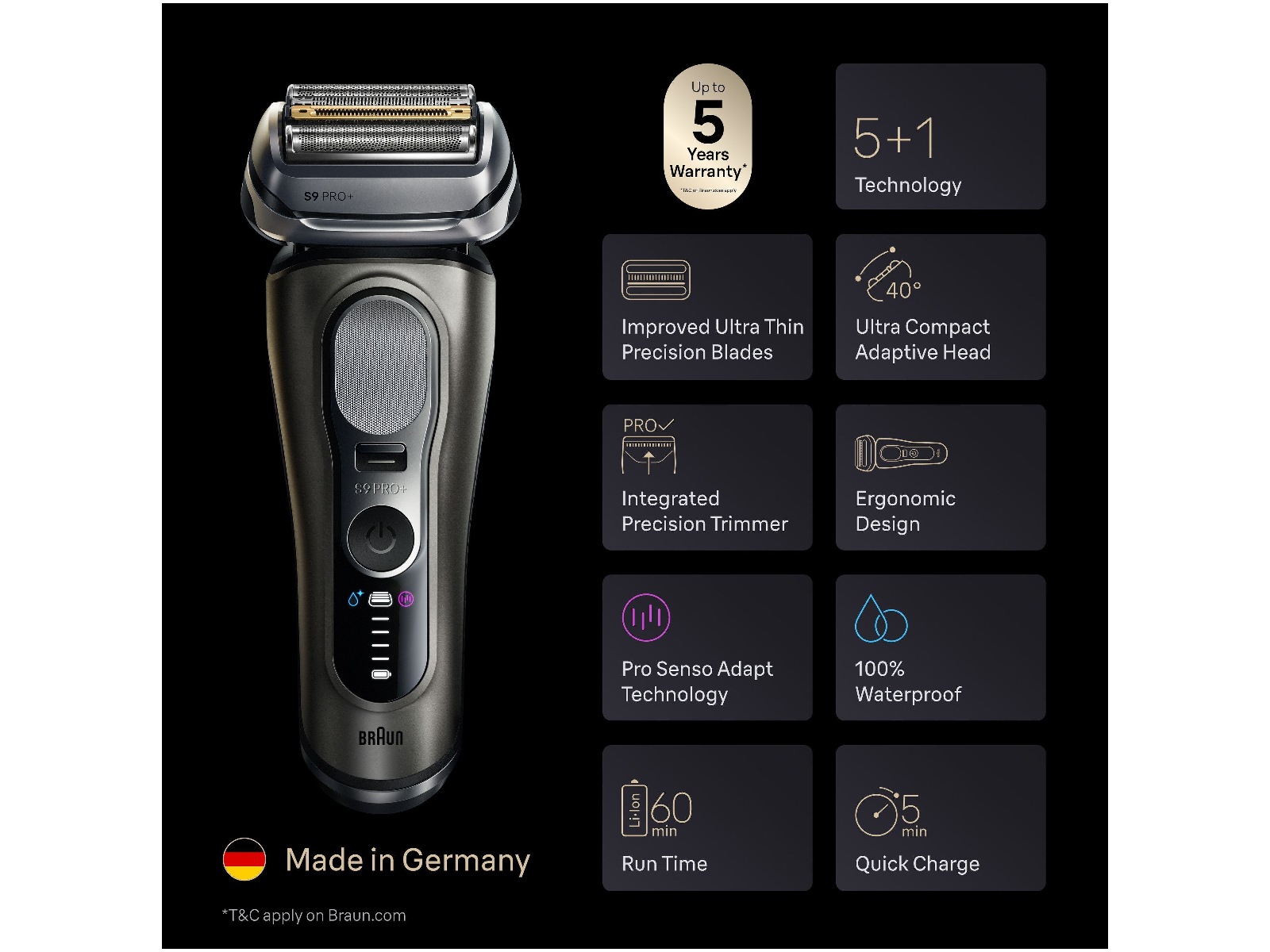 Braun Series 9 PRO+ elektrisk barbermaskine 9675CC Barbermaskine