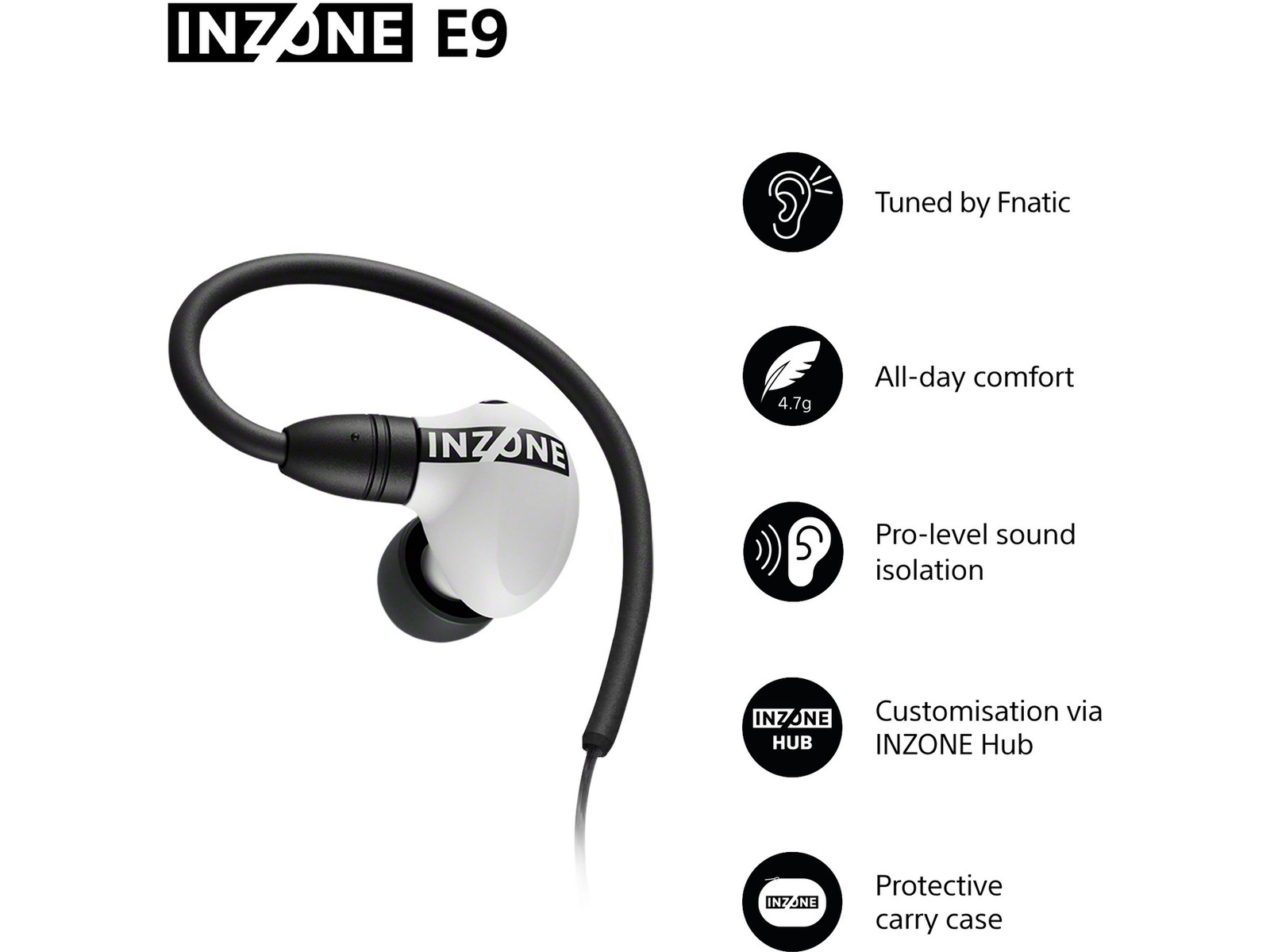 Sony INZONE E9 In-Ear Gaming Ørepropper (hvid) In-ear høretelefoner