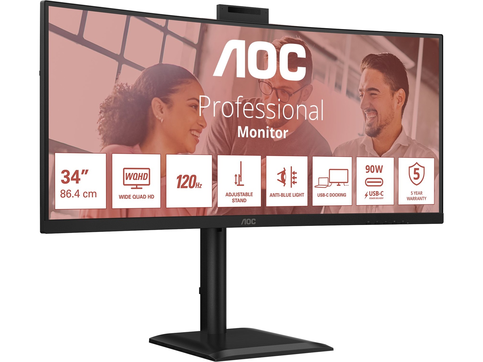 AOC 34" curved skærm CU34E4CW Skærme