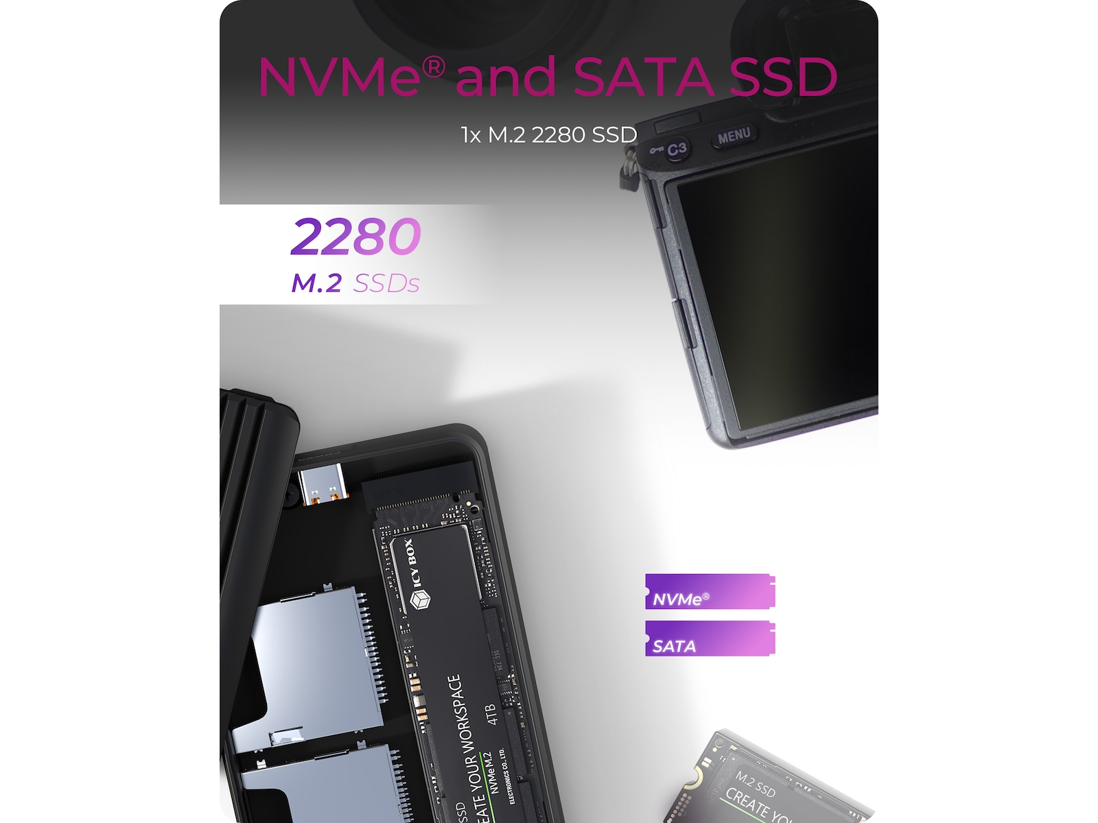 ICY BOX IB-CR602M-C31 M.2 SSD Enclosure Dockingstationer