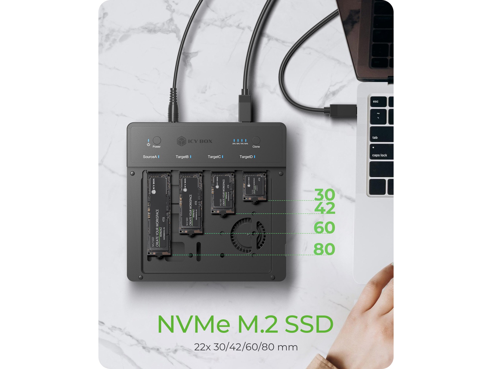  ICY BOX 4 bay Clone and DockingSation Dockingstation og USB-hub