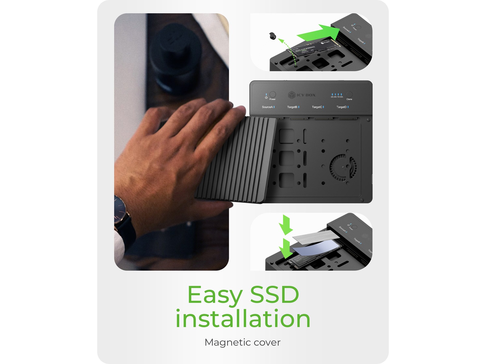  ICY BOX 4 bay Clone and DockingSation Dockingstation og USB-hub