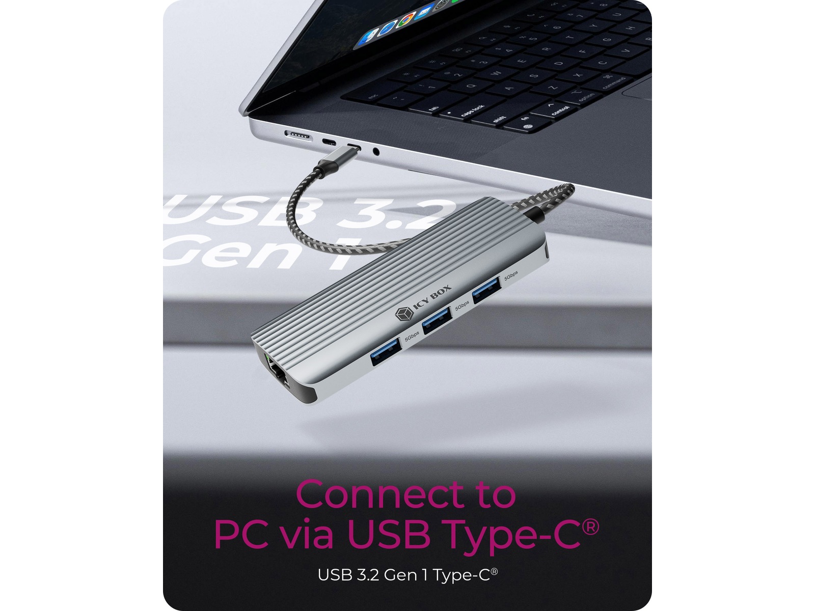 ICY BOX 6-i-1 Travel Docking Dockingstation og USB-hub