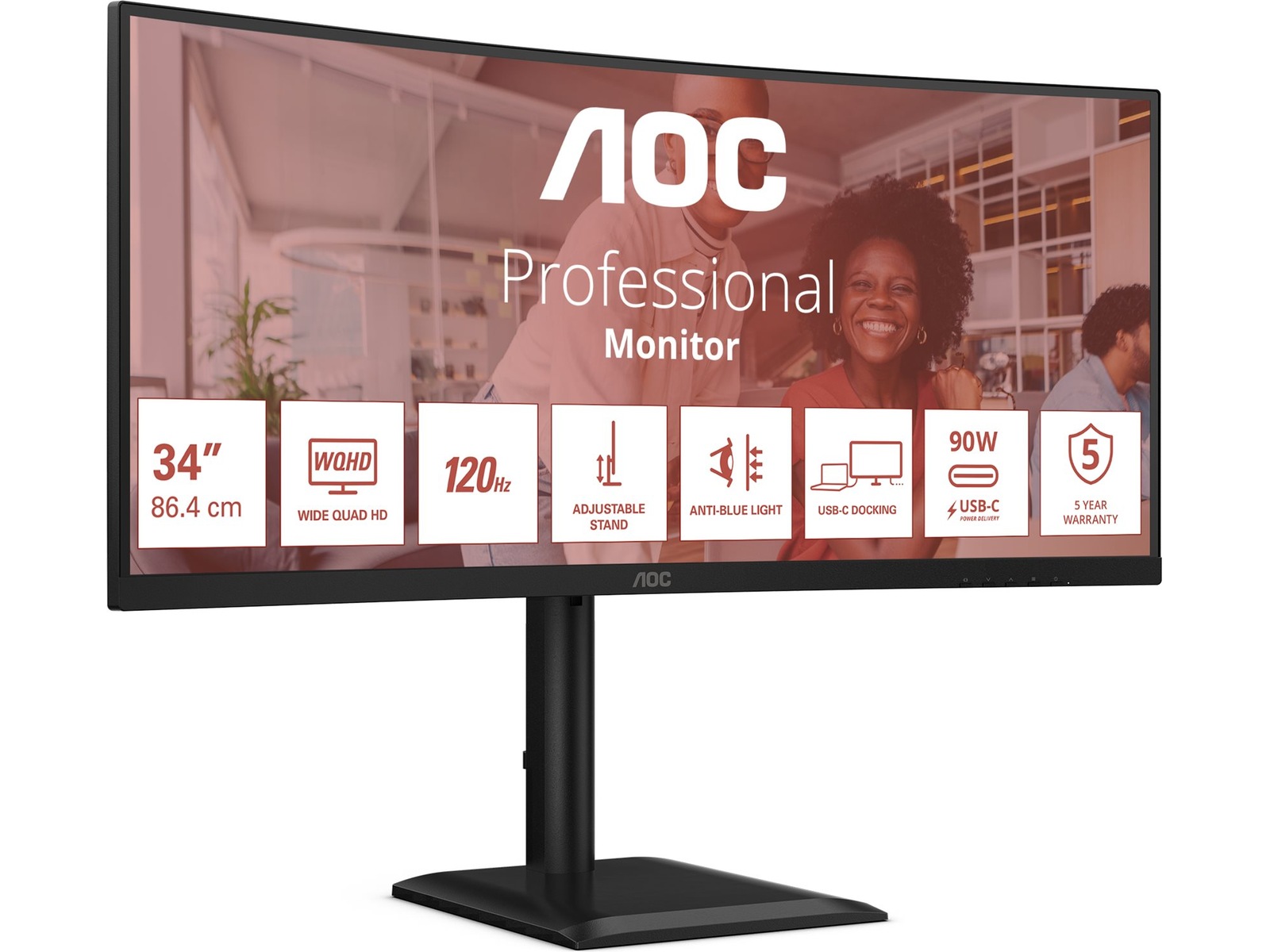 AOC 34" curved skærm CU34E4CV Skærme
