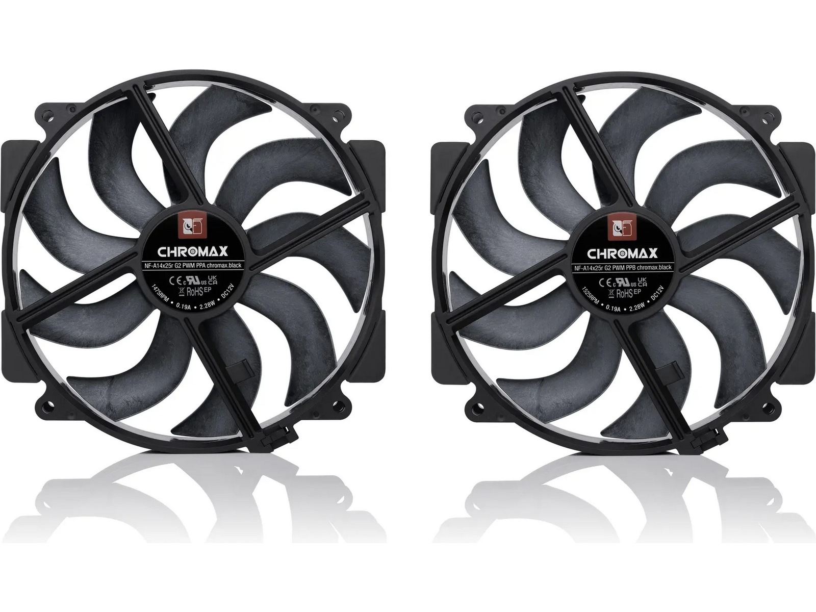 Noctua NF-A14x25r G2 PWM Sx2-PP chromax.black blæser Blæsere