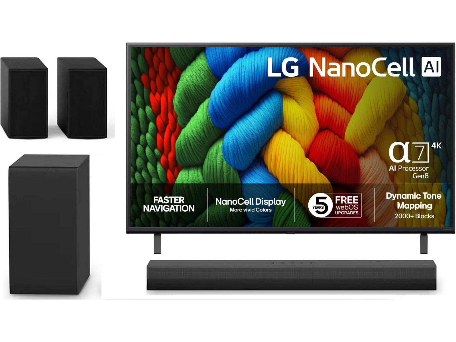 LG 43" NANO80 AI 4K NanoCell smart-tv (2025) + soundbar 60 - 69 tommer TV