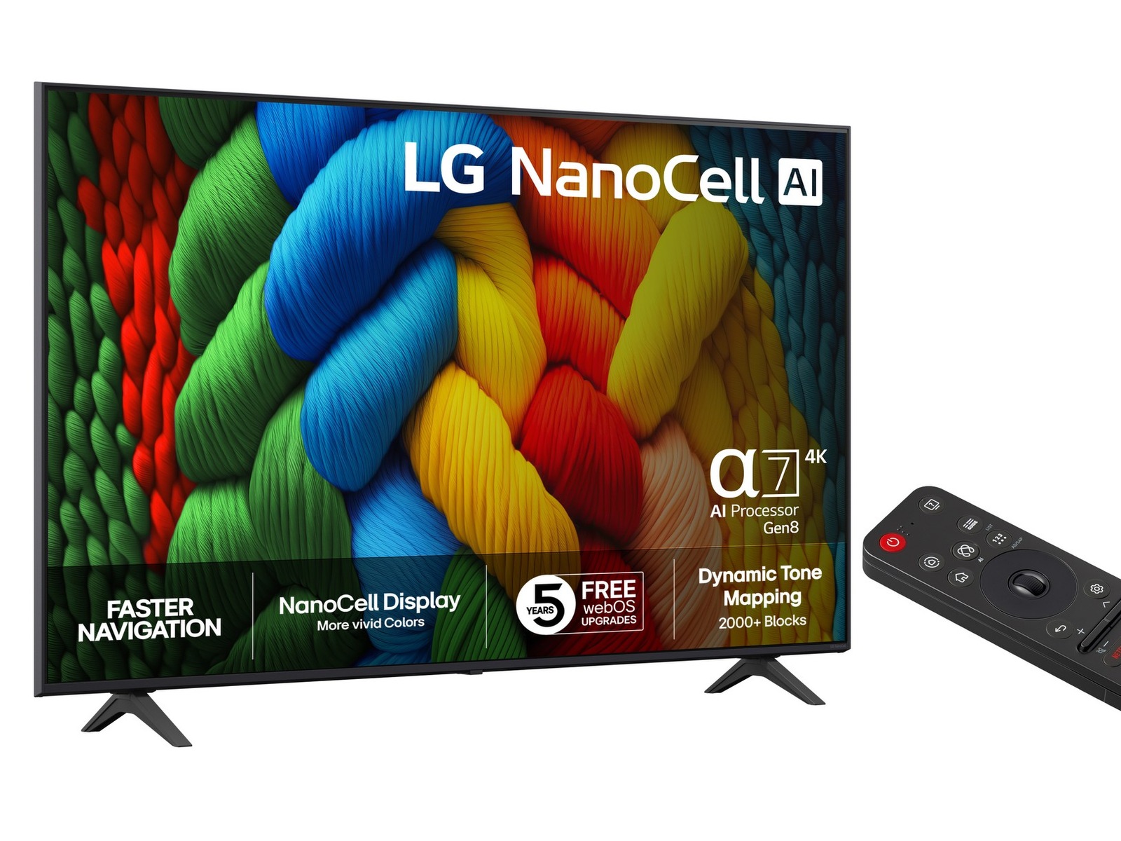 LG 65" NANO80 AI 4K NanoCell smart-TV (2025) + soundbar 60 - 69 tommer TV