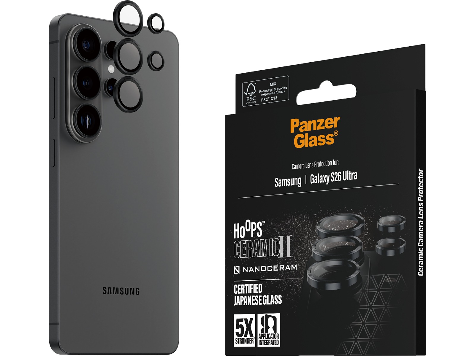 PanzerGlass S26 Ultra Hoops Ceramic II linsebeskytter Skærmbeskyttelse mobiltelefon
