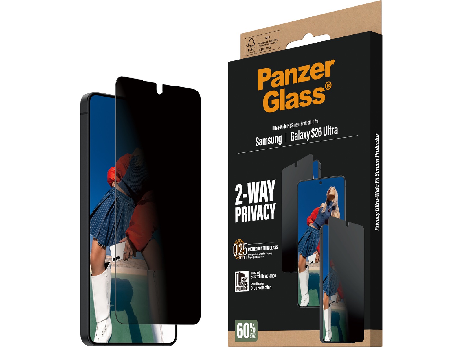 PanzerGlass Galaxy S26 Ultra 2-way Privacy Skærmbeskytter Skærmbeskyttelse mobiltelefon