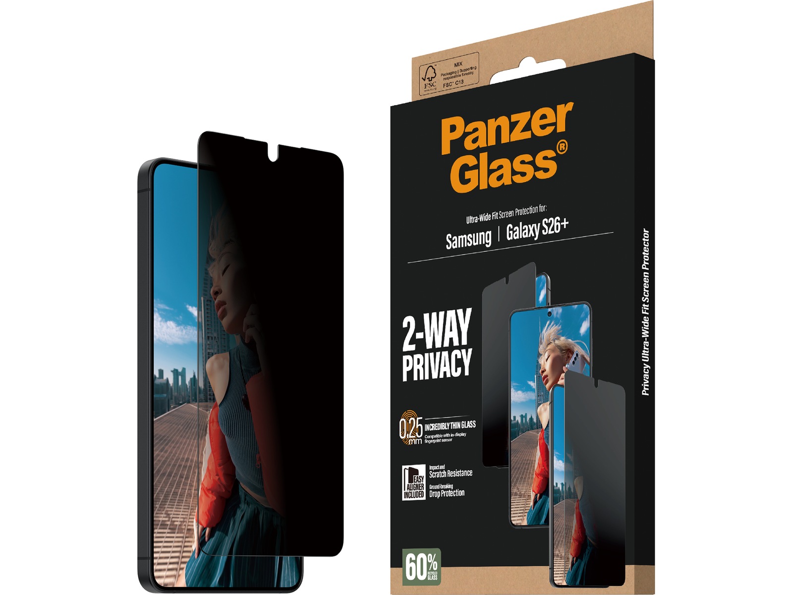 PanzerGlass Galaxy S26+ 2-way Privacy skærmbeskytter Skærmbeskyttelse mobiltelefon