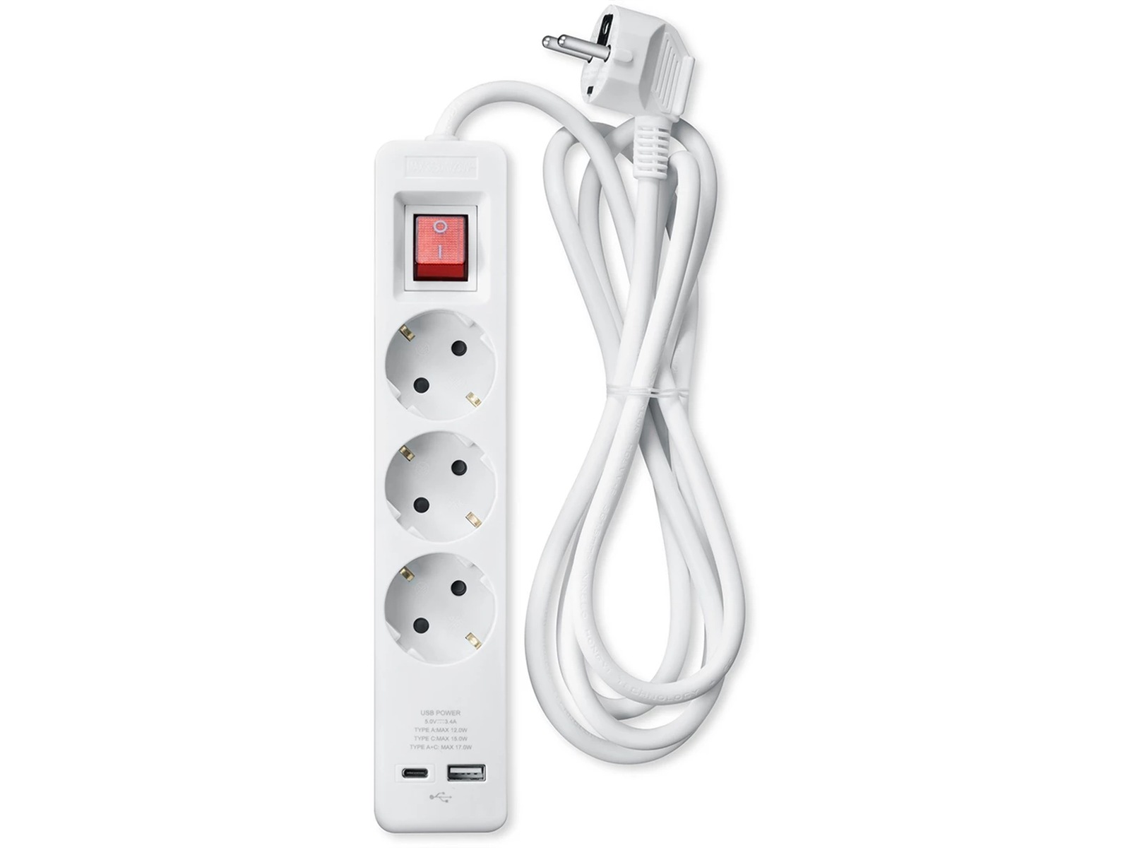 Andersson strømfordeler 3x udtag og 2x USB 1,5m 2pk (hvid) Forlængerkabel & strømskinne