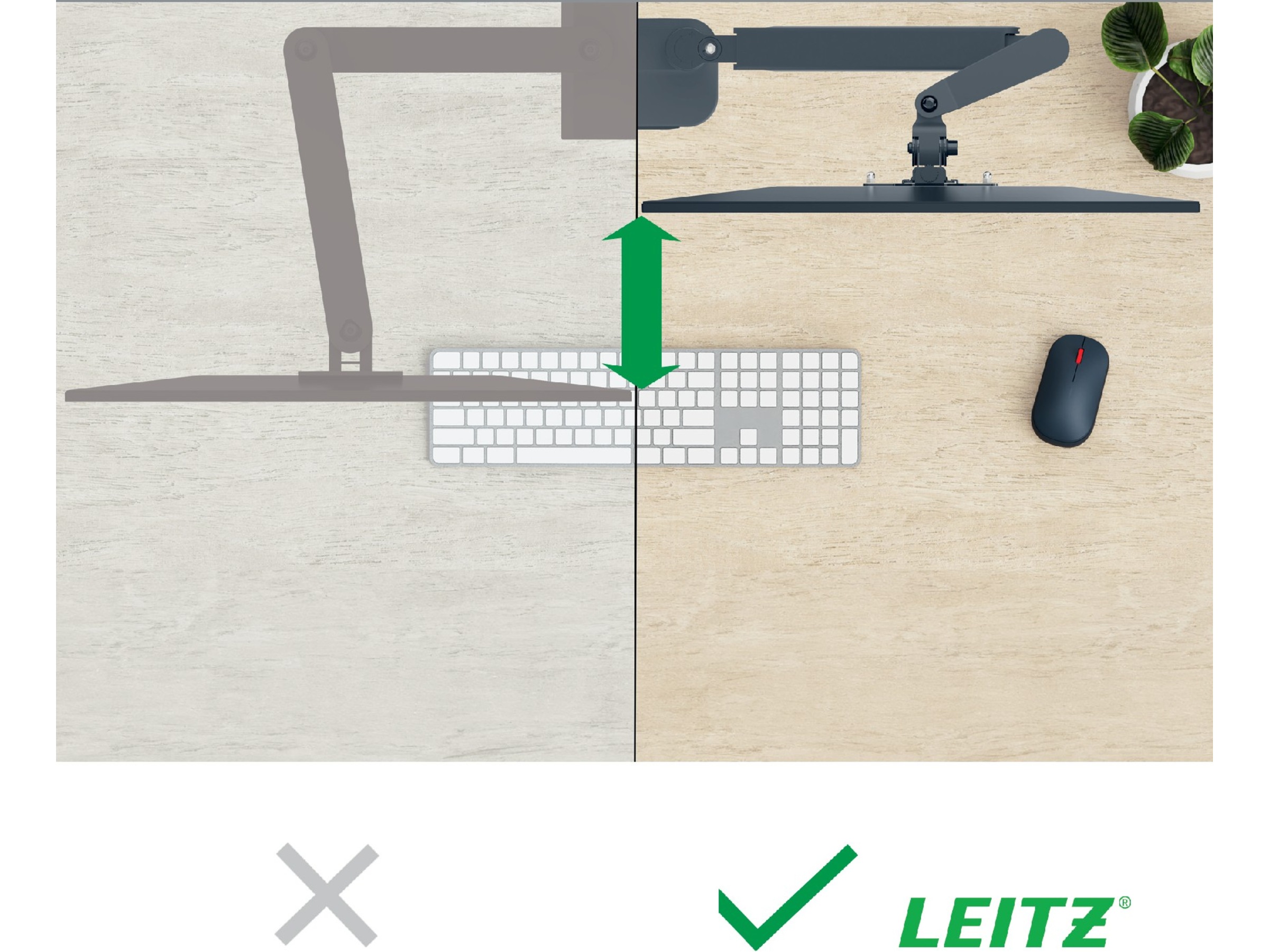 Leitz Ergo Monitor Arm Dual, pladsbesparende 17"-32" flad / buet skærm Væg ophæng