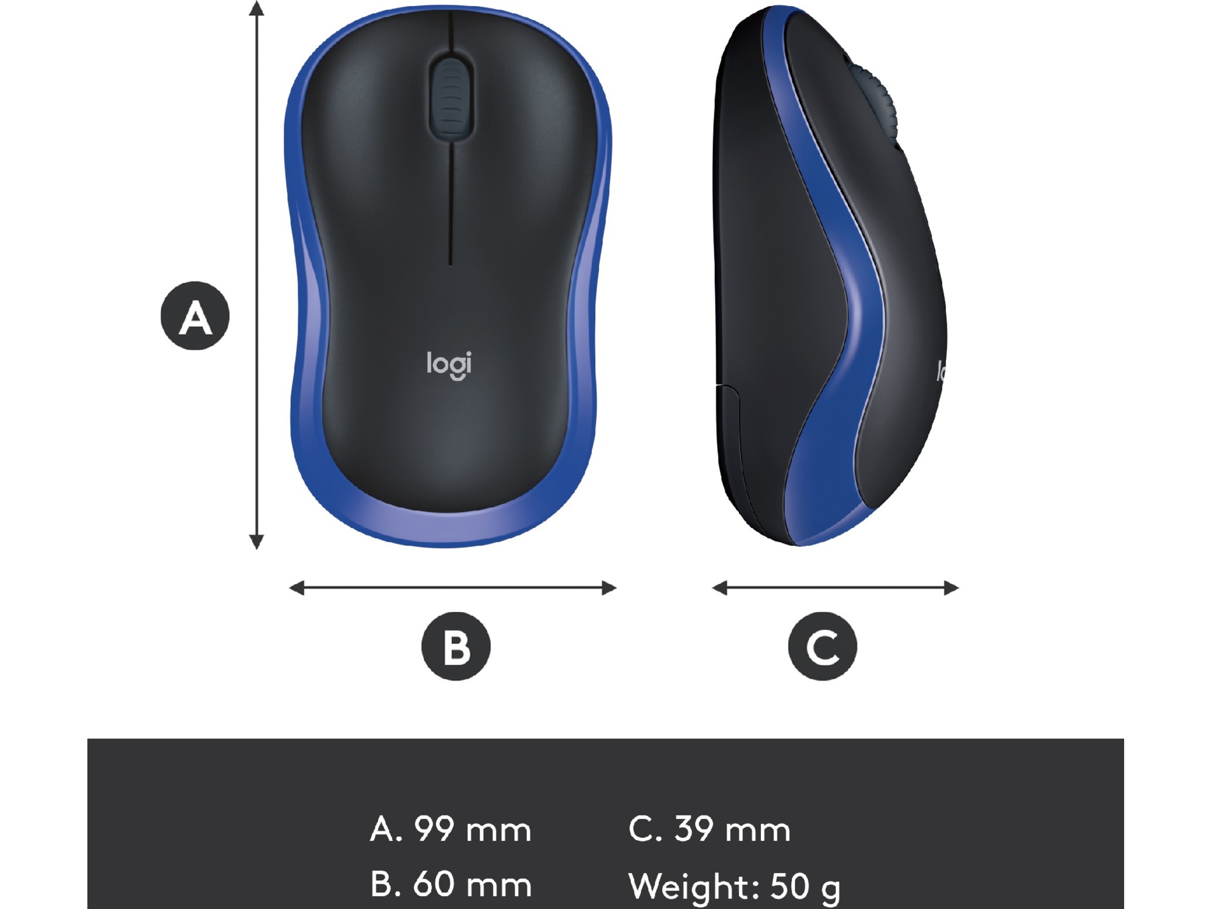 Logitech M185 Trådløs Mus Blå Mus
