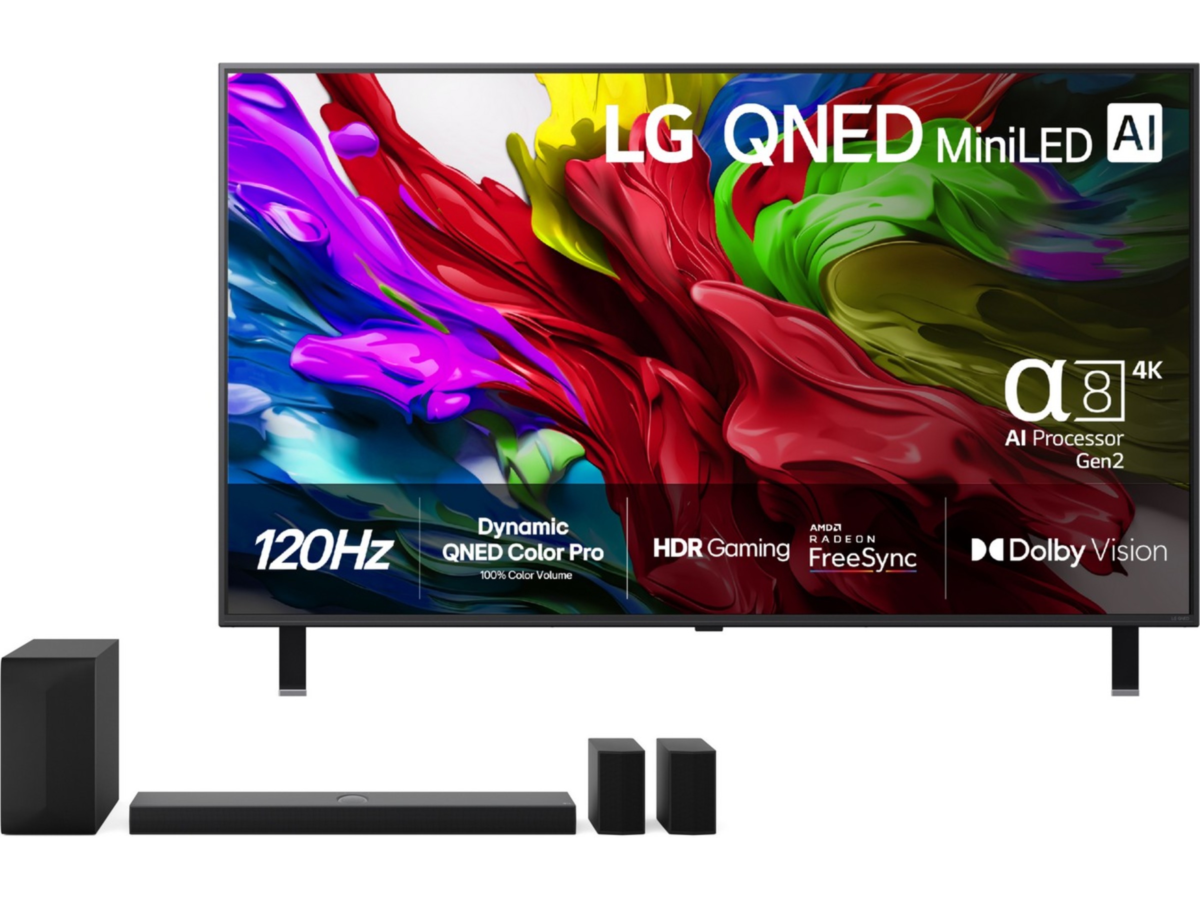 LG 55'' QNED85 evo AI MiniLED 4k Smart TV (2025) + Soundbar 50 - 59 tommer TV