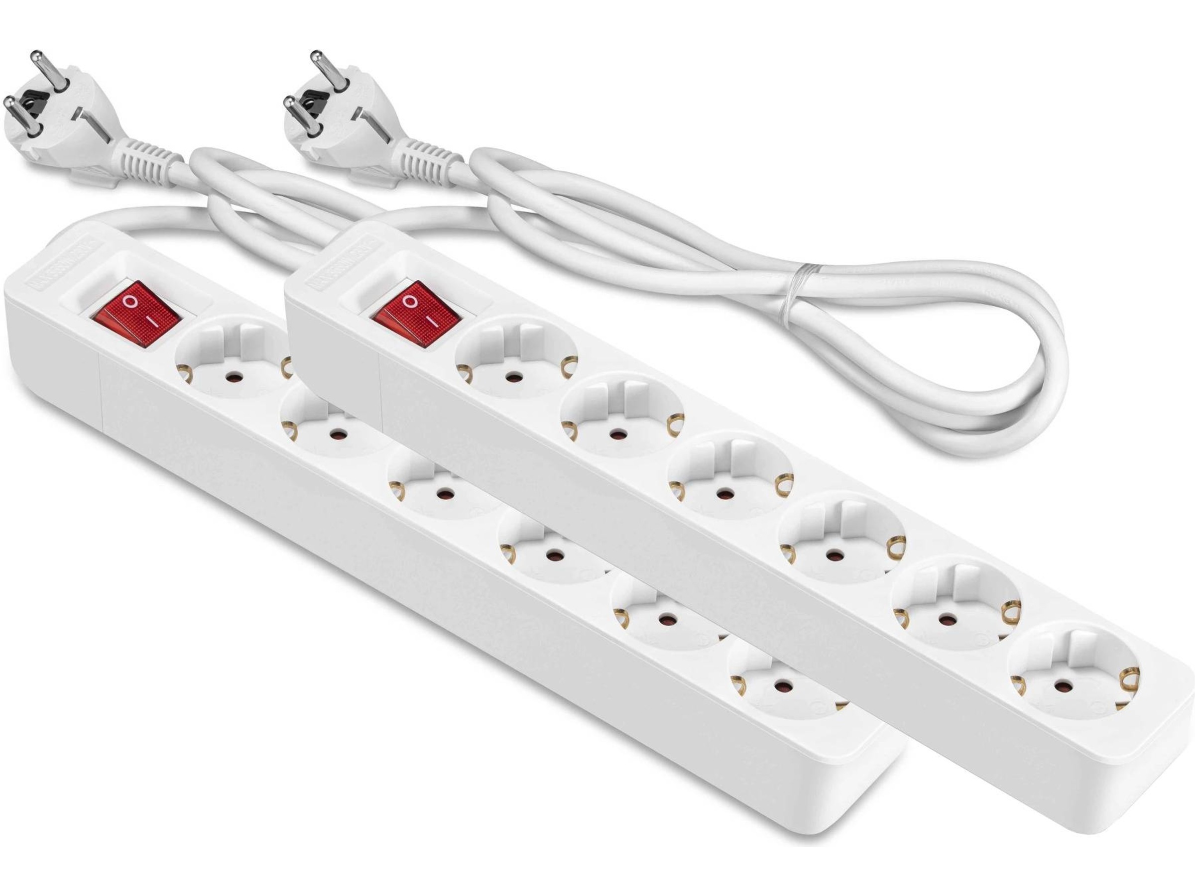 ON 6-vejs stikdåse 1.5m 2-pak Forlængerkabel & strømskinne