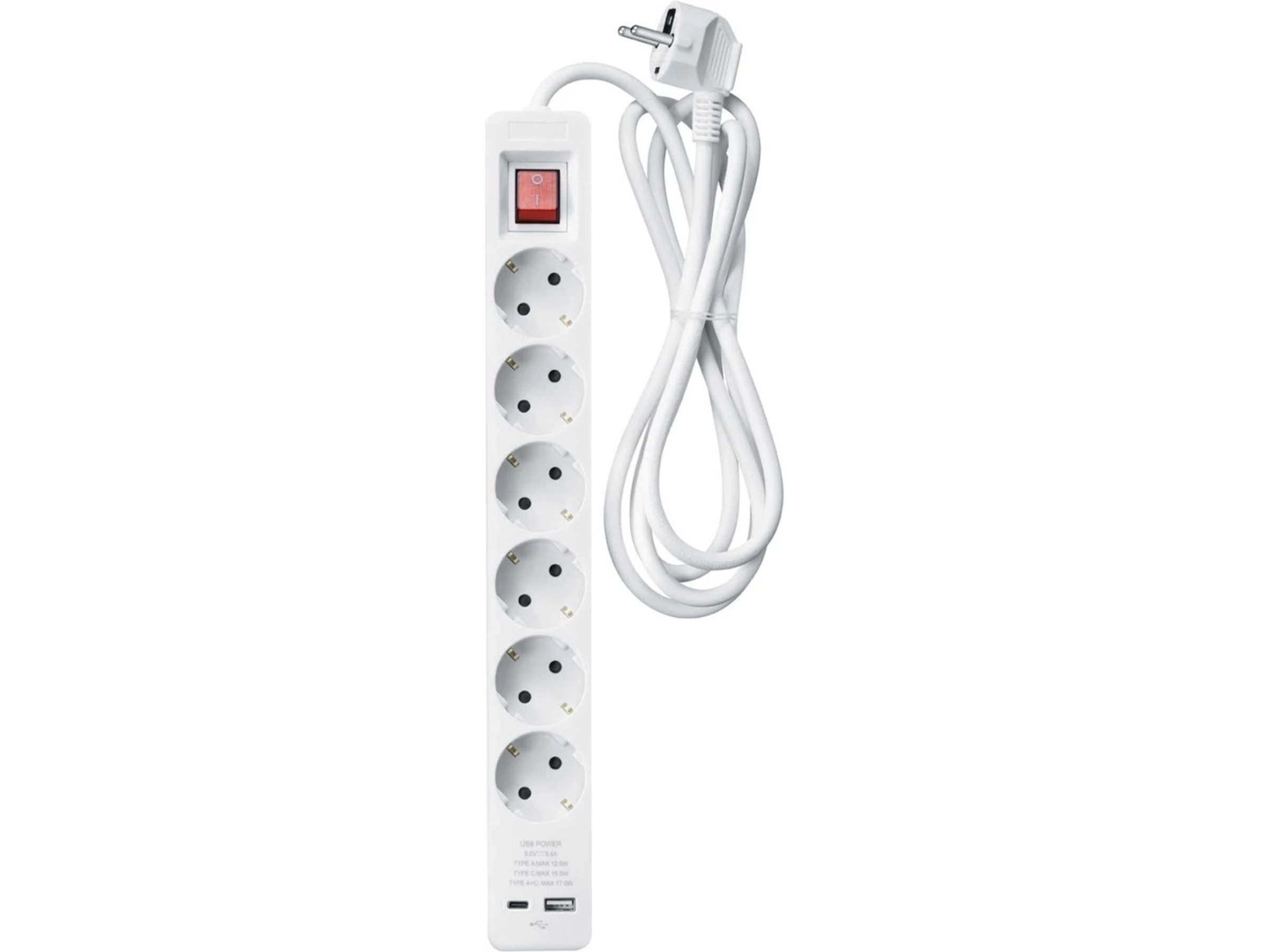 Andersson PWS-C2000 6-vejs stikdåse 3 m 2-pak Forlængerkabel & strømskinne