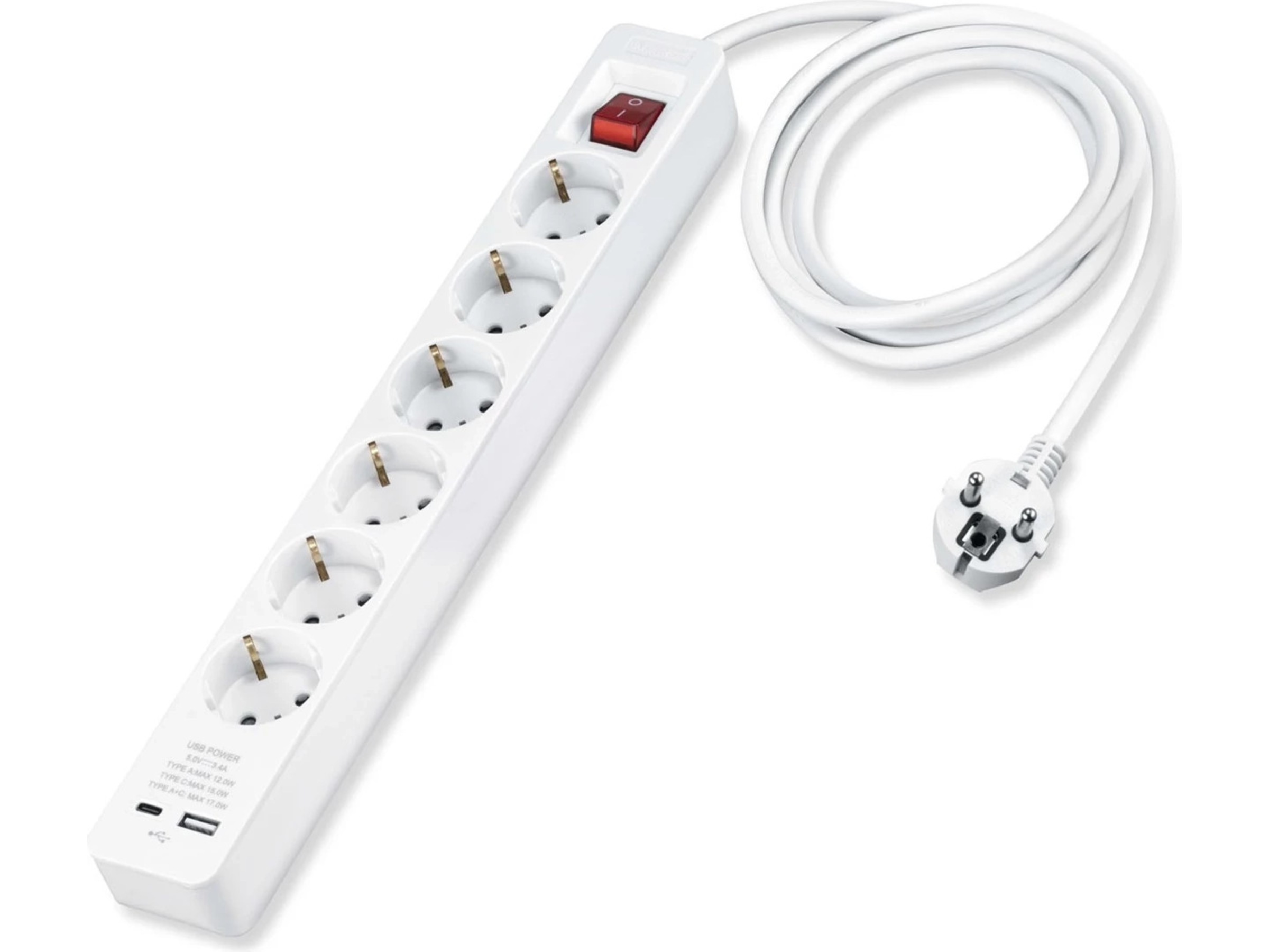 Andersson PWS-C2000 6-vejs stikdåse 3 m 2-pak Forlængerkabel & strømskinne