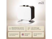 Mill Compact blæserovn 1800W med fod (hvid) Ventilatorer og varmluftovne