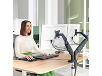 Leitz Ergo Monitor Arm Dual, pladsbesparende 17"-32" flad / buet skærm Væg ophæng